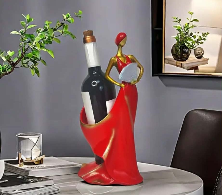 Elegant Lady Wine Bottle Holder – Luxury Decorative Figurine (Green)