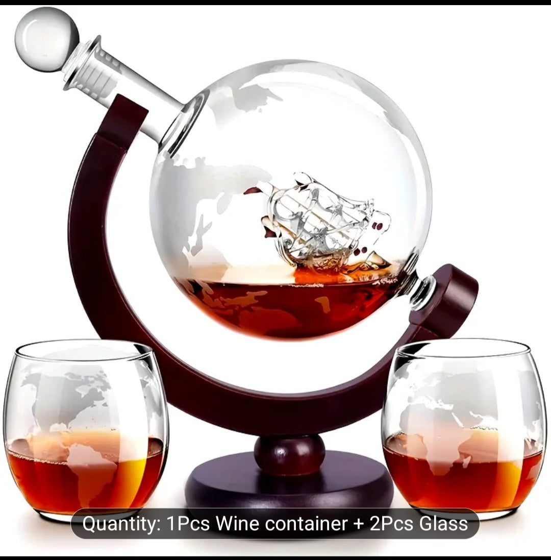 Luxury Glass Wine Globe with Ship