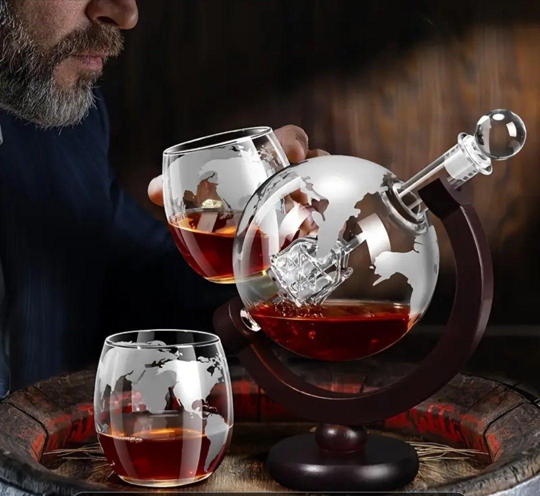 Luxury Glass Wine Globe with Ship