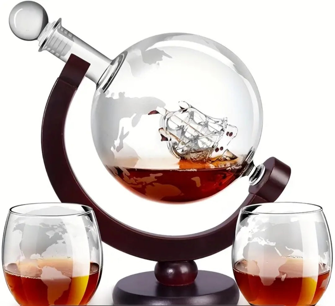 Luxury Glass Wine Globe with Ship