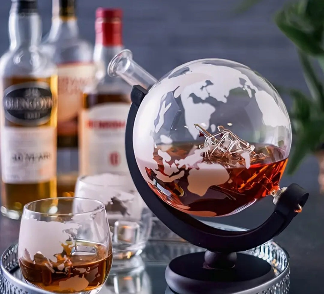 Luxury Glass Wine Globe with Ship
