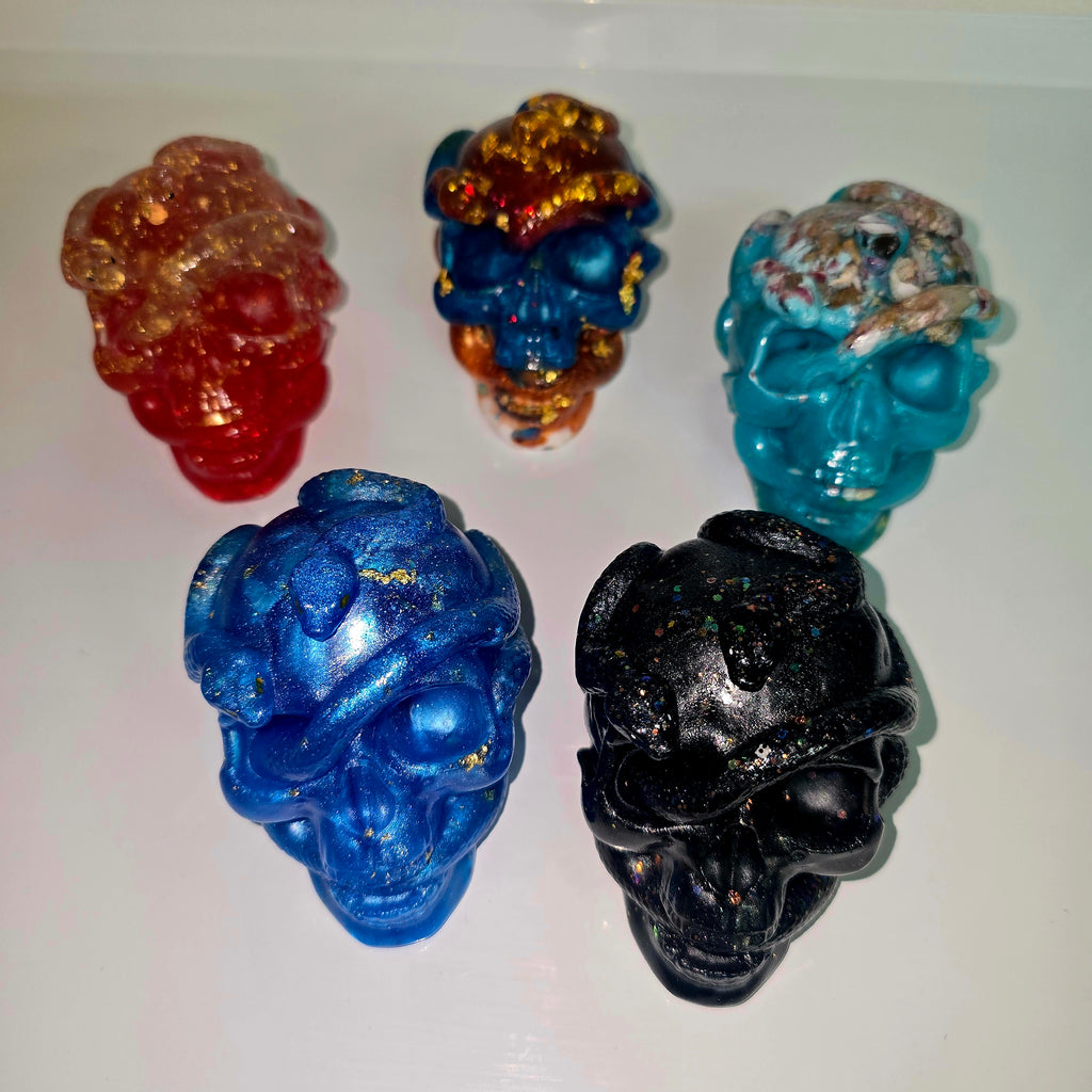 Handmade Resin Skull with Snake – Unique Gothic Home Decor