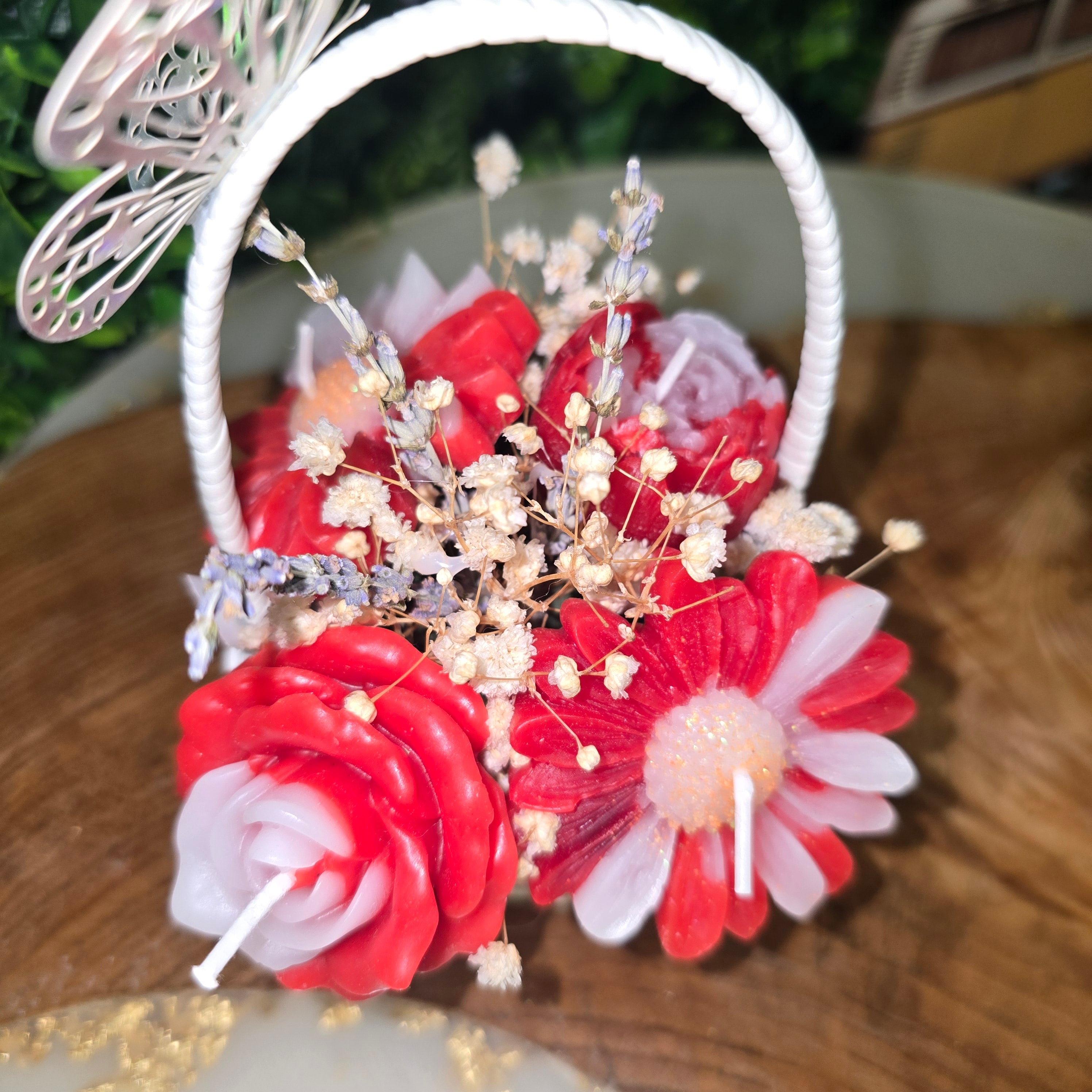 Decorative Flower Candle Basket with Butterfly – Mini Gift Candle