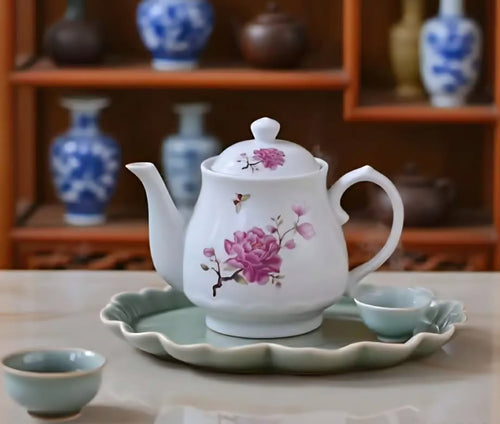 Elegant Ceramic Teapot 800 ml – Floral Design, Classic Oriental Style