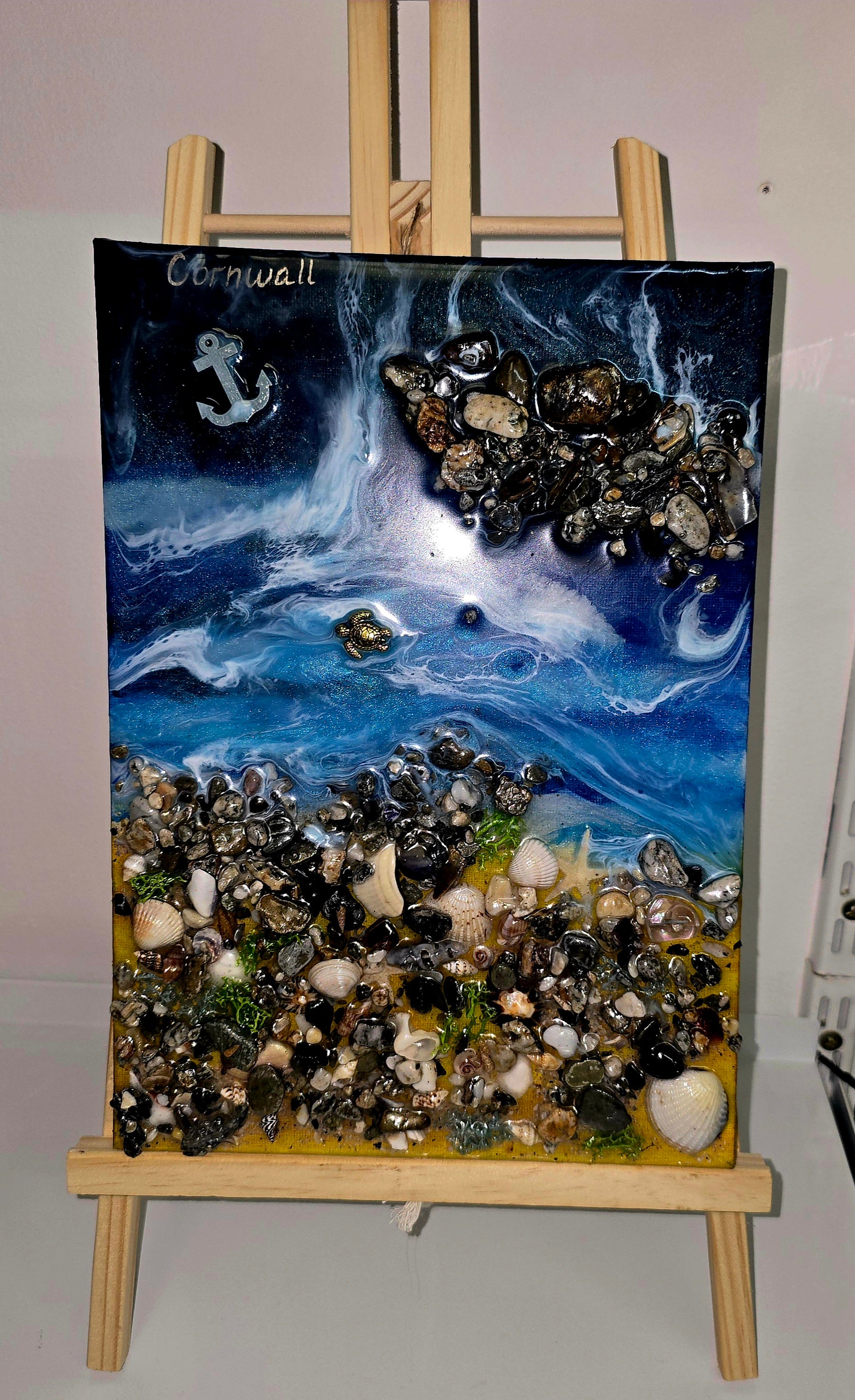 “Cornwall Shore” – Handmade Epoxy Resin Seascape Art