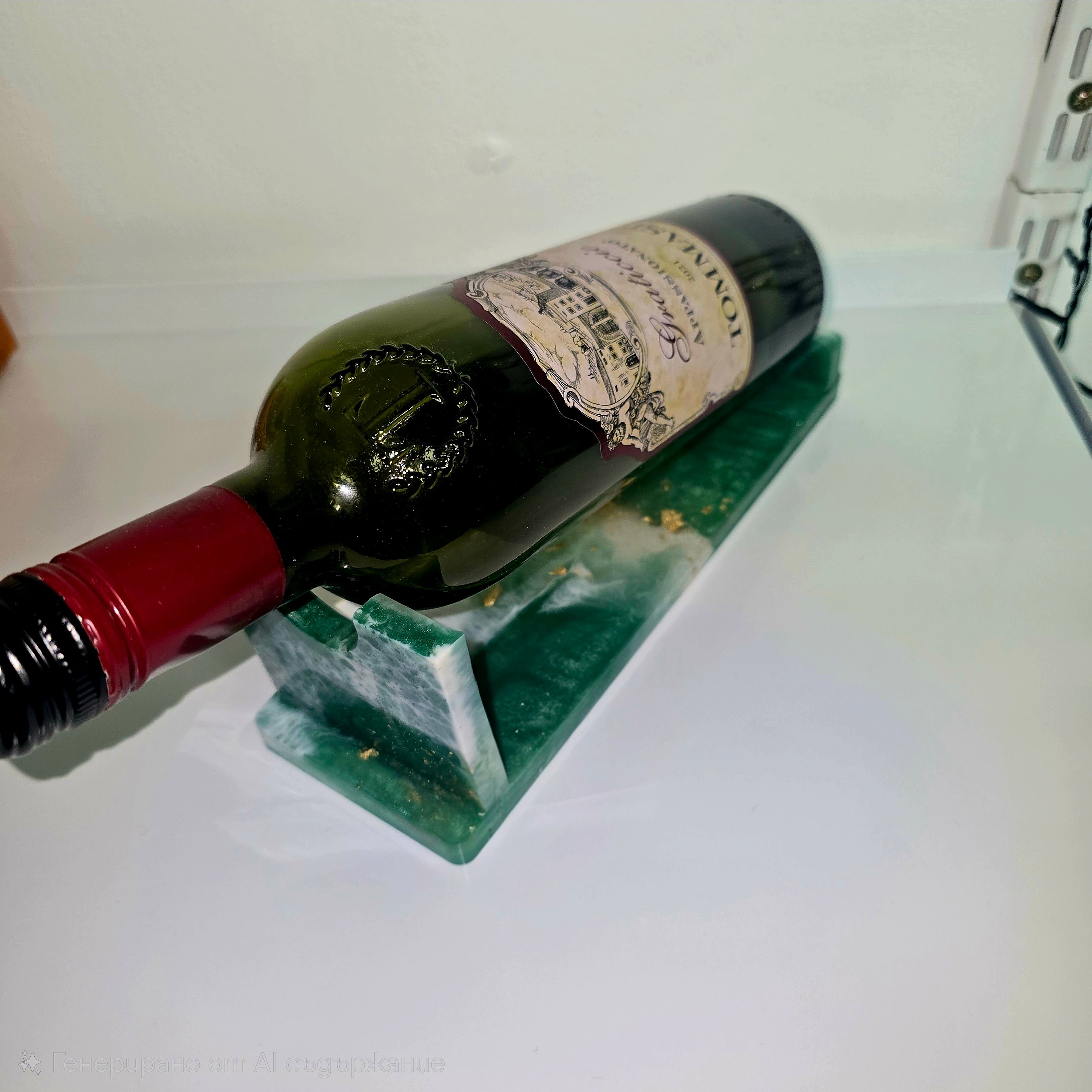 Handmade Epoxy Resin Wine Bottle Holder – Unique Modern Resin Art Stand (25 cm)