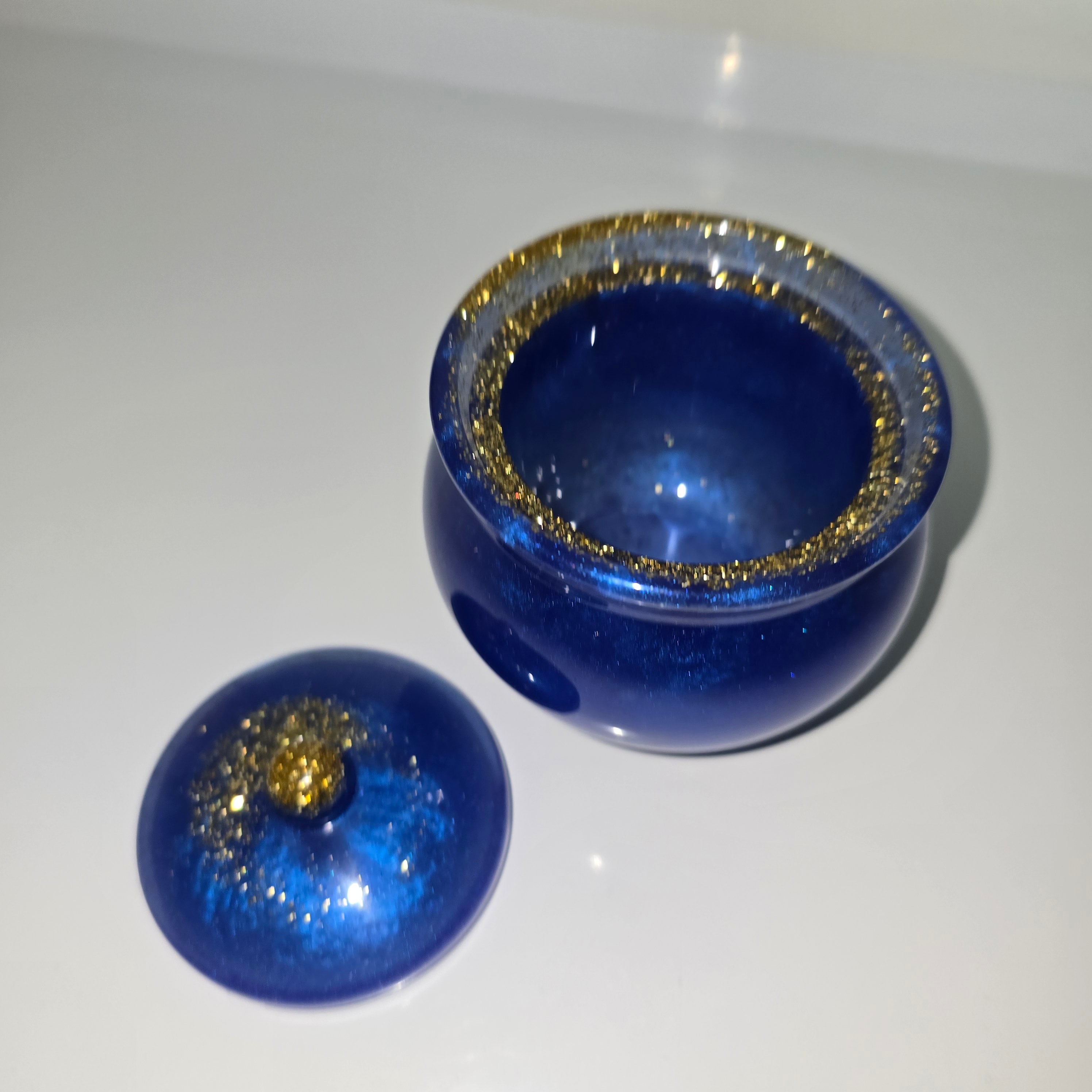 Handmade Decorative Resin Jar with Gold Accents