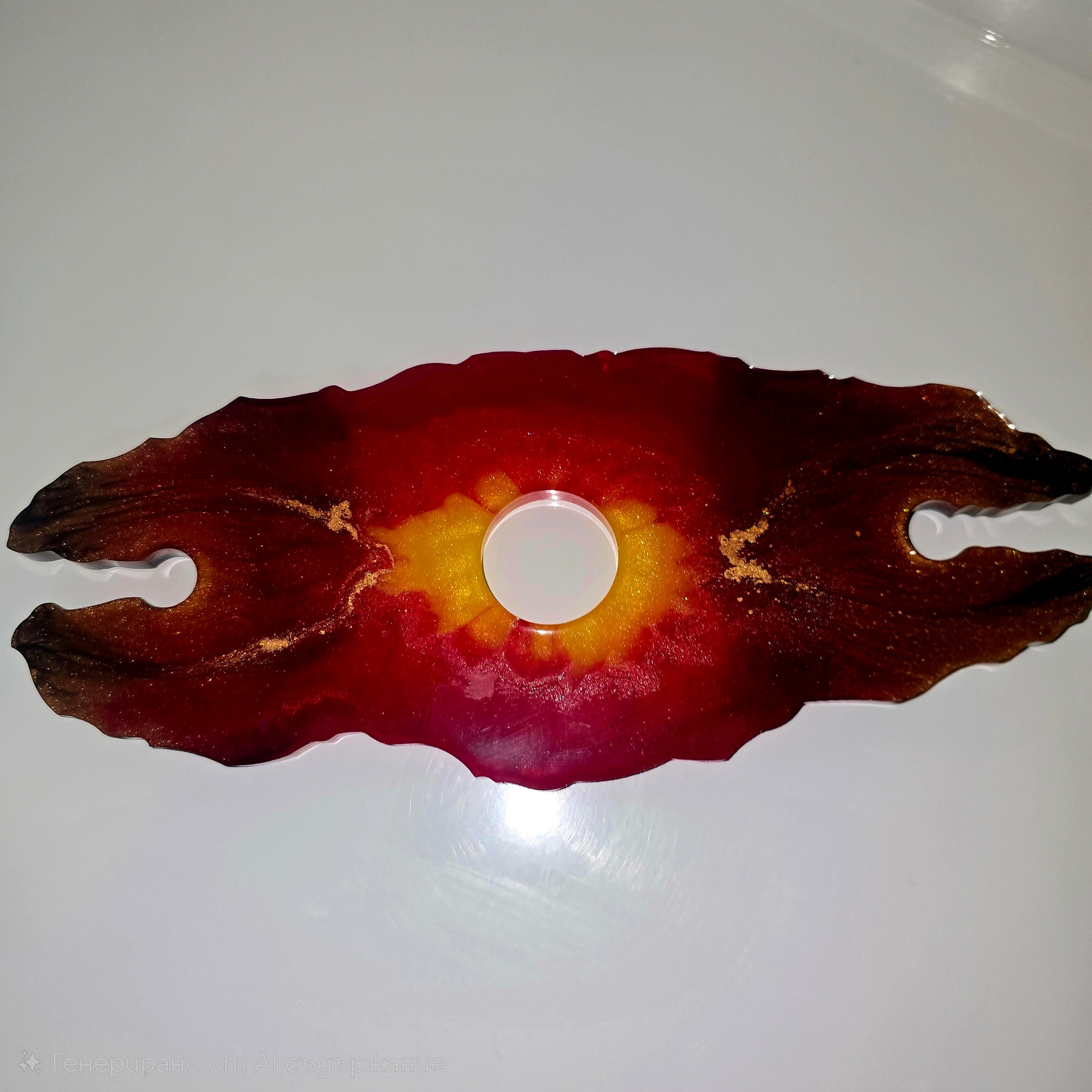 Handmade Epoxy Resin Wine Bottle & Glass Holder – Unique Resin Art Stand (25 × 10.5 cm)