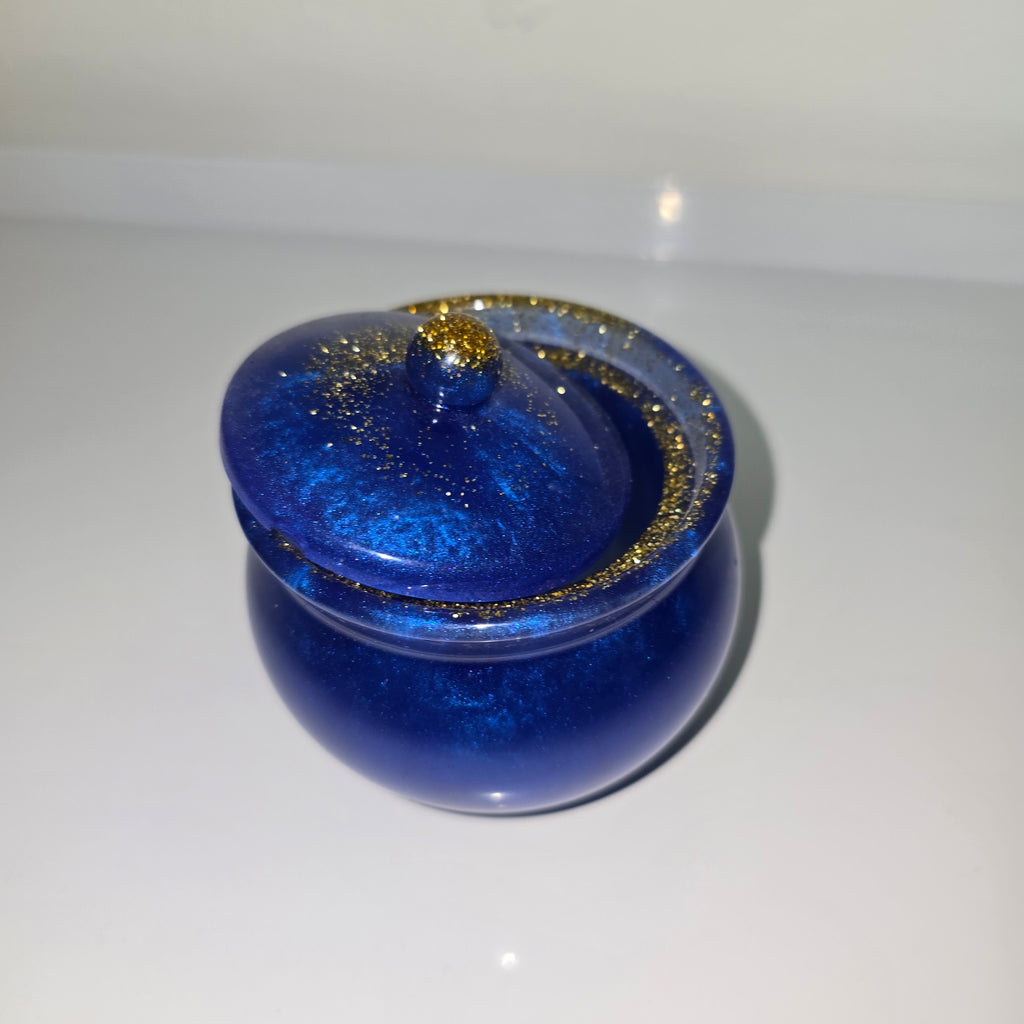 Handmade Decorative Resin Jar with Gold Accents