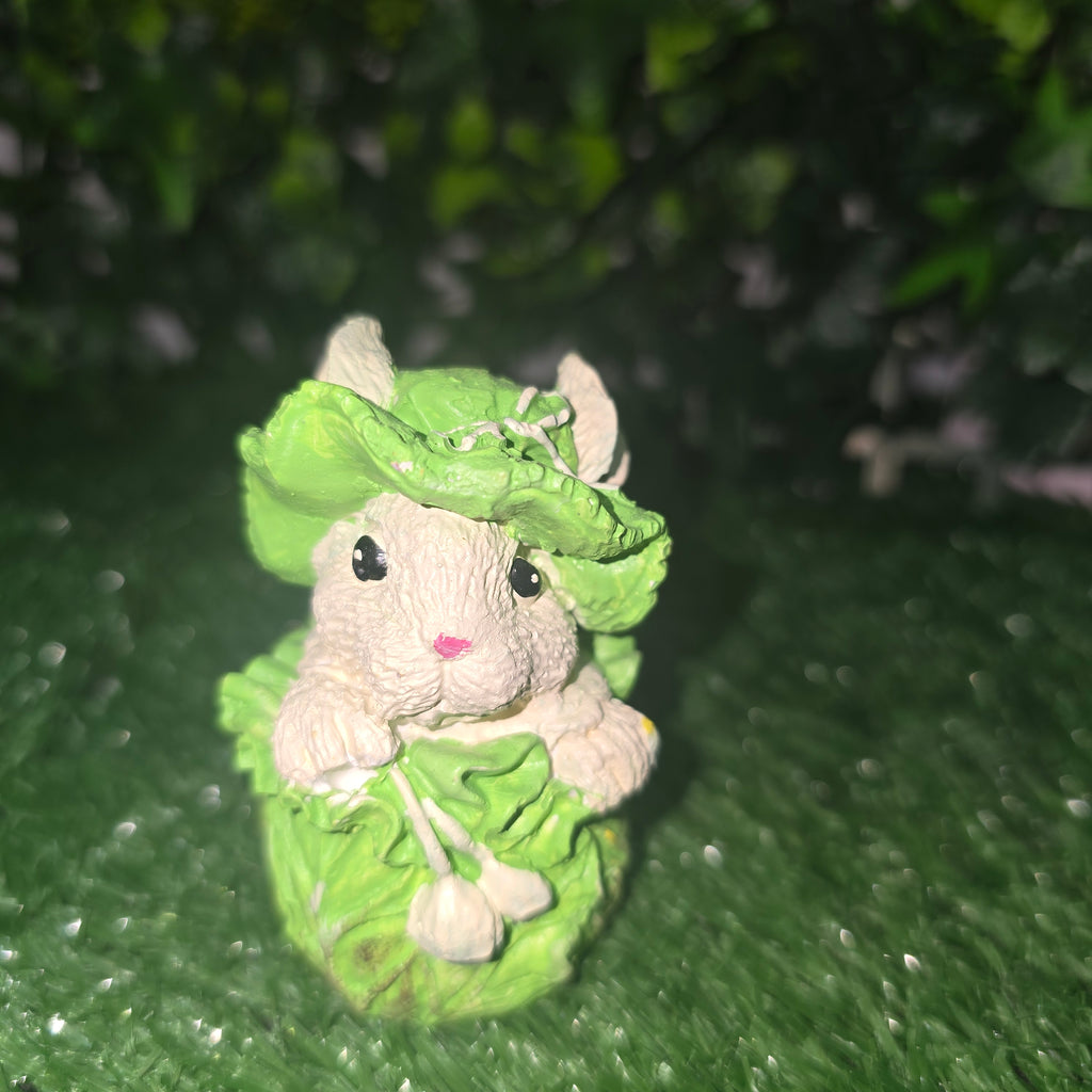 Handmade Bunny in Cabbage Figurine – Cute Garden & Home Decor