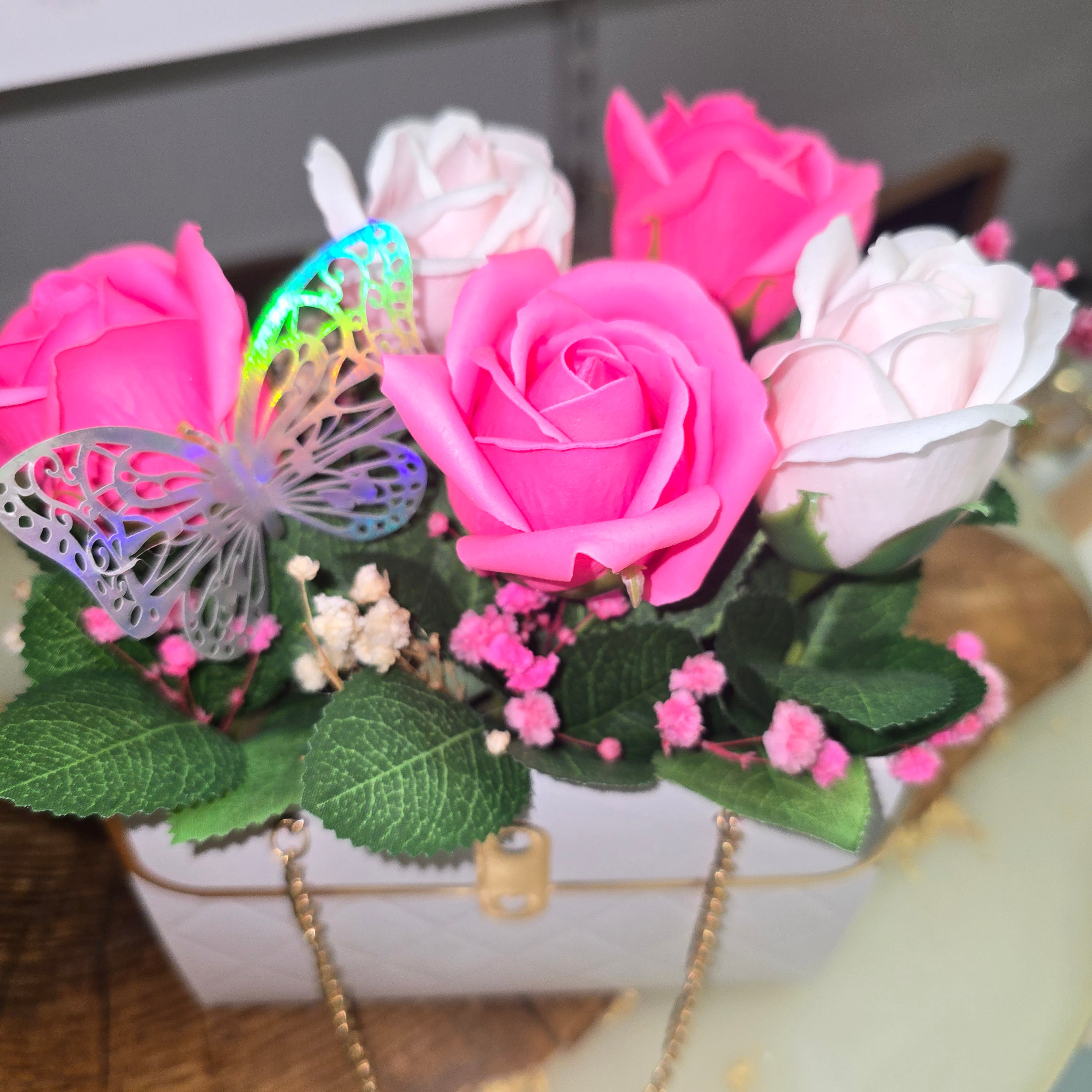 Luxury Gift Box with Eternal Roses and Natural Dried Flowers