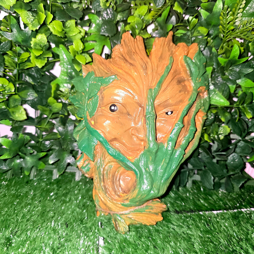 Handmade Tree Bark Face Sculpture – Cement Garden & Home Decor