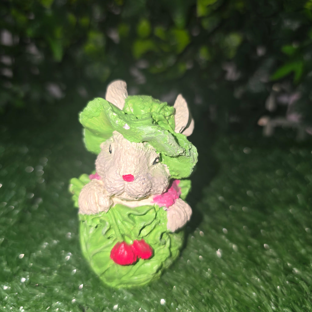 Handmade Bunny in Cabbage Figurine – Cute Garden & Home Decor