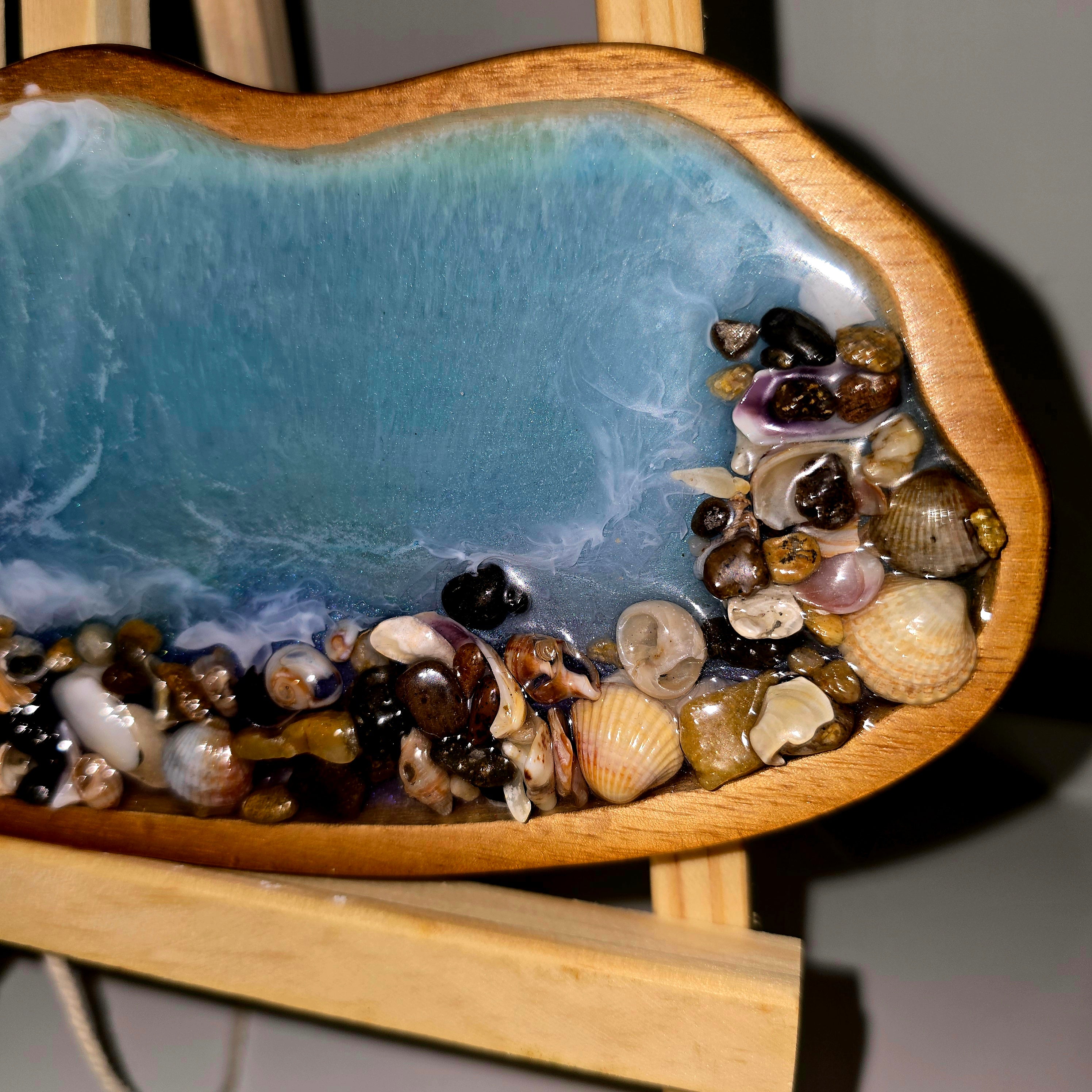 🌊 Handmade Ocean Resin Serving Board – Coastal Style Decorative Tray