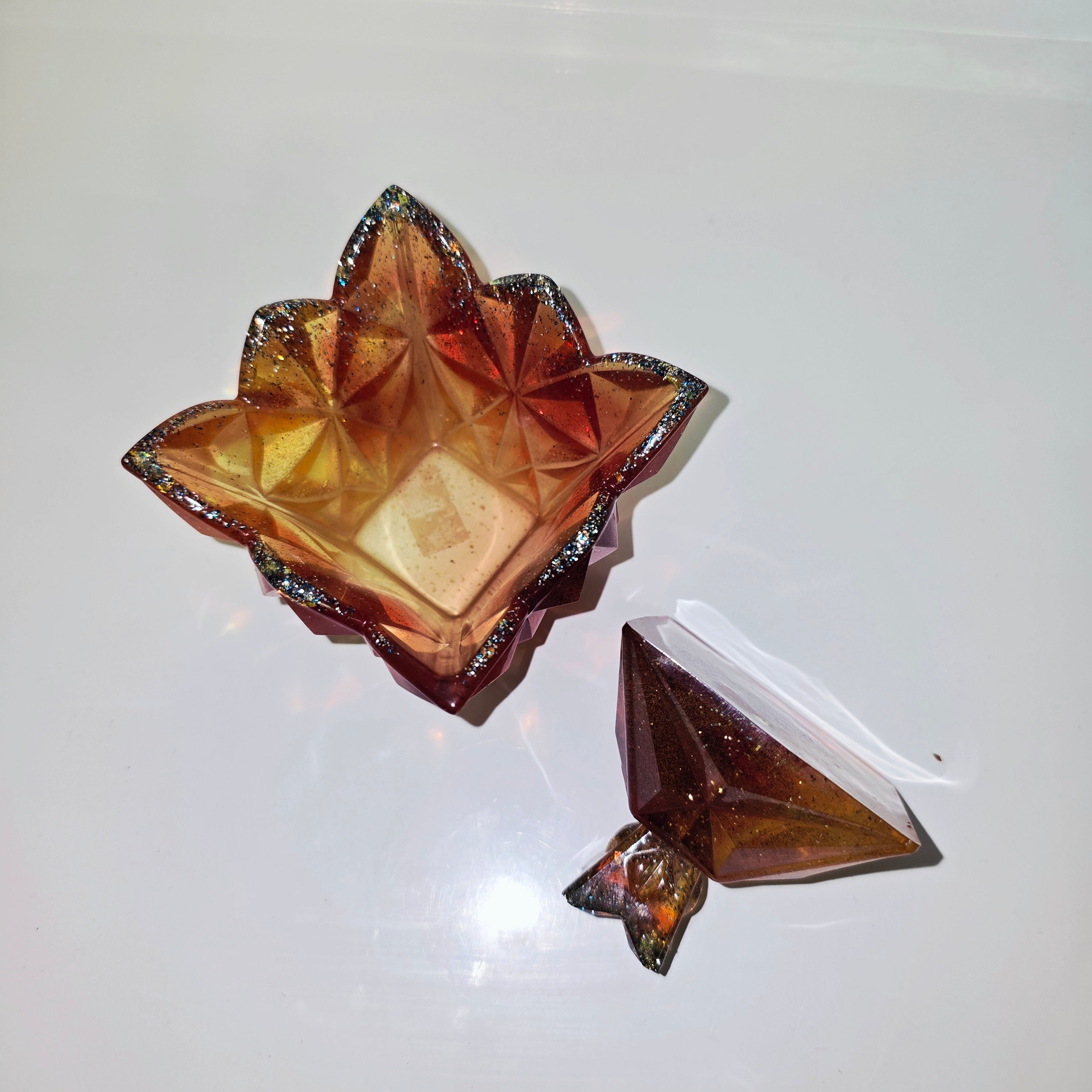Handmade Resin Jewellery Box – Geometric Trinket Box (Colour Variation)