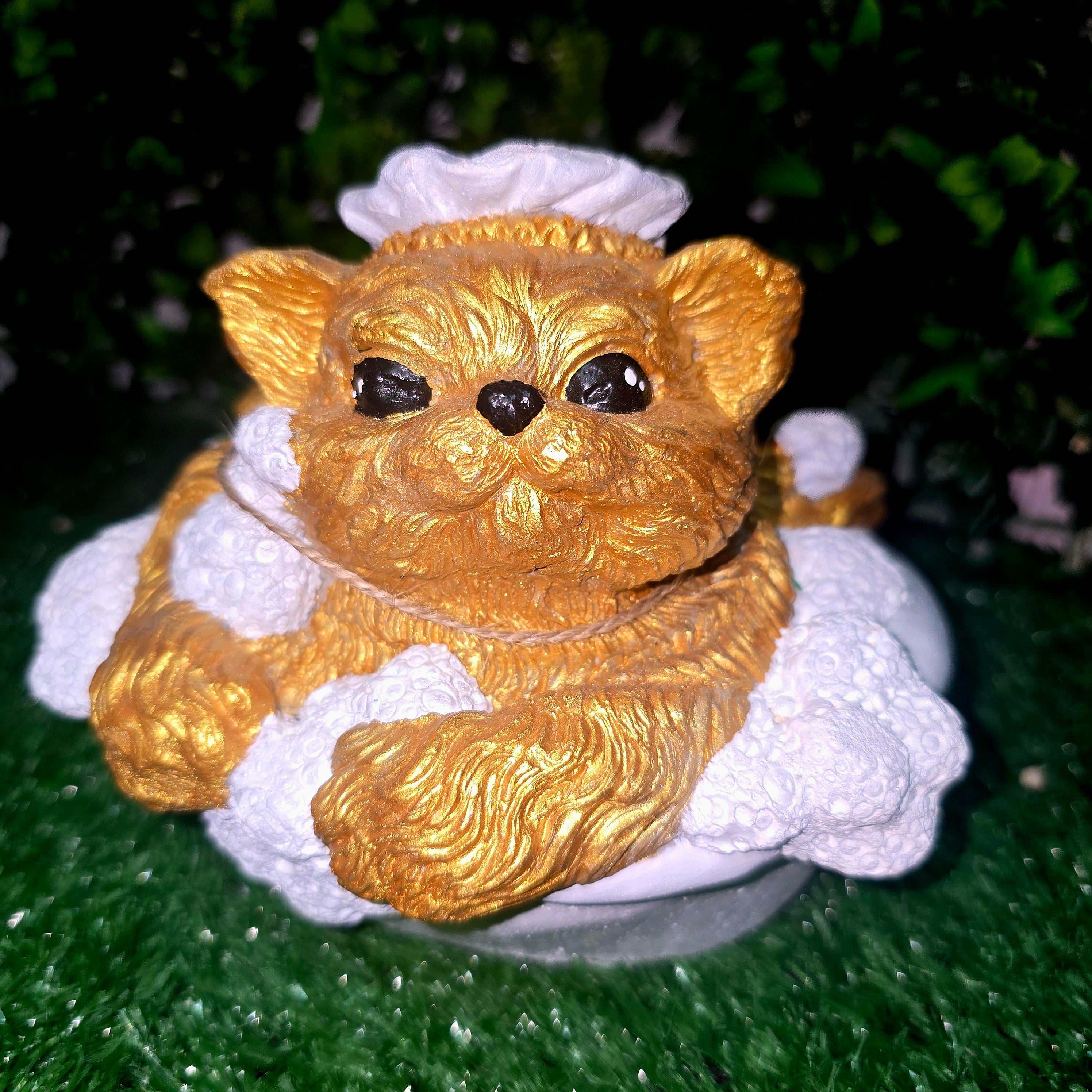 Cute Cat in Bathtub Sculpture – Handmade Cement Home & Garden Decor