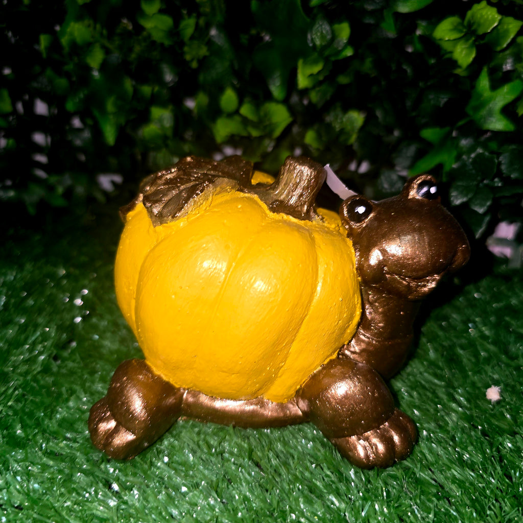 Handmade Cement Turtle with Pumpkin – Decorative Garden & Home Ornament