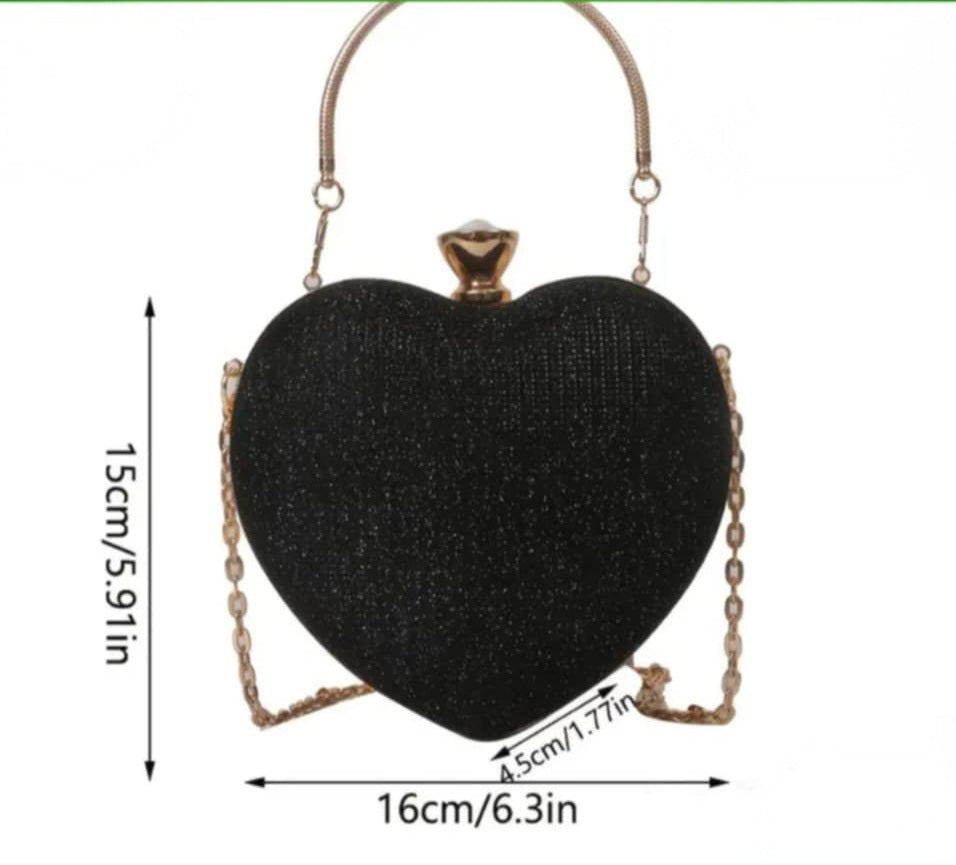 Heart-Shaped Evening Bag with Chain Strap