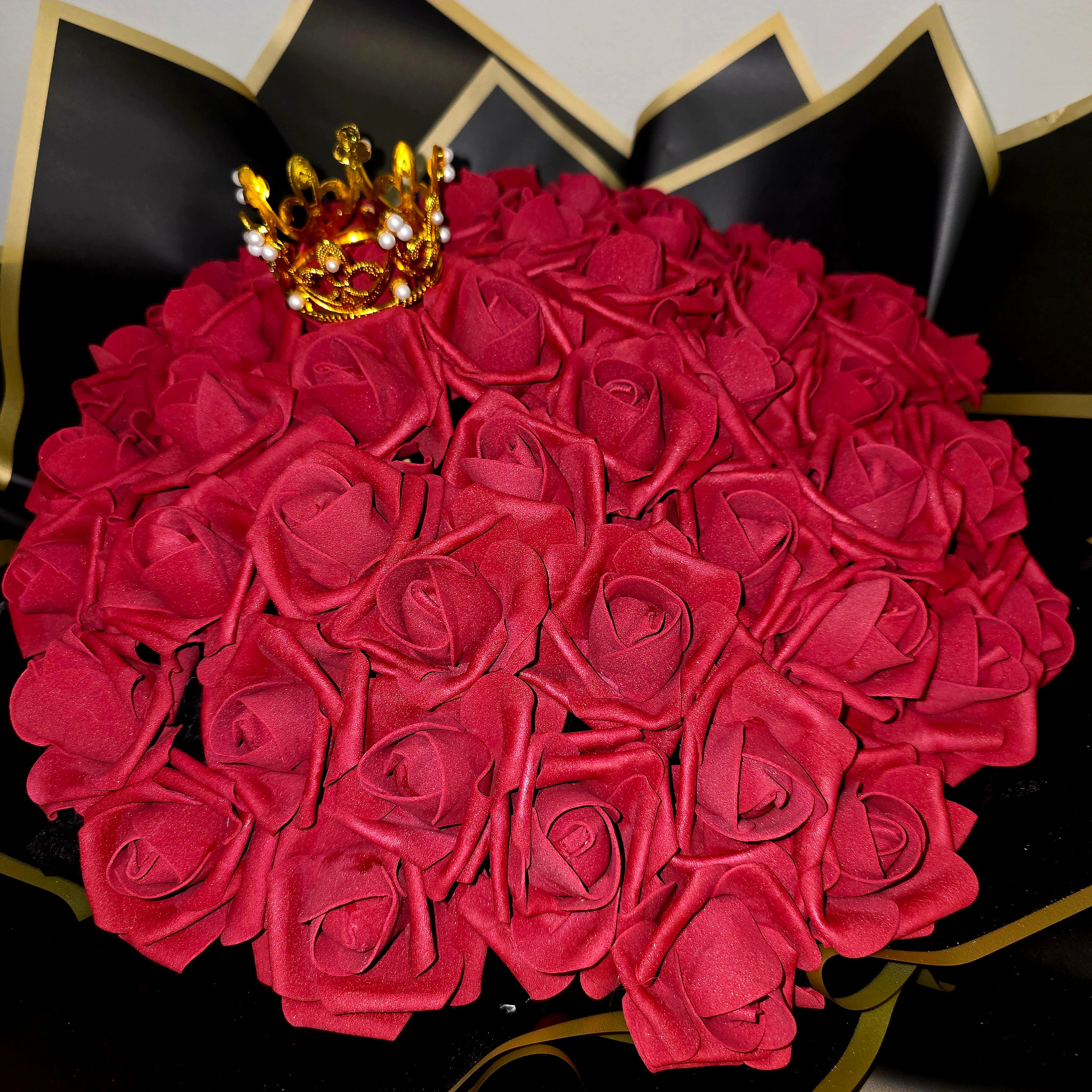 Luxury Eternal Roses Bouquet – 51 Forever Roses with Crown | Handcrafted Gift