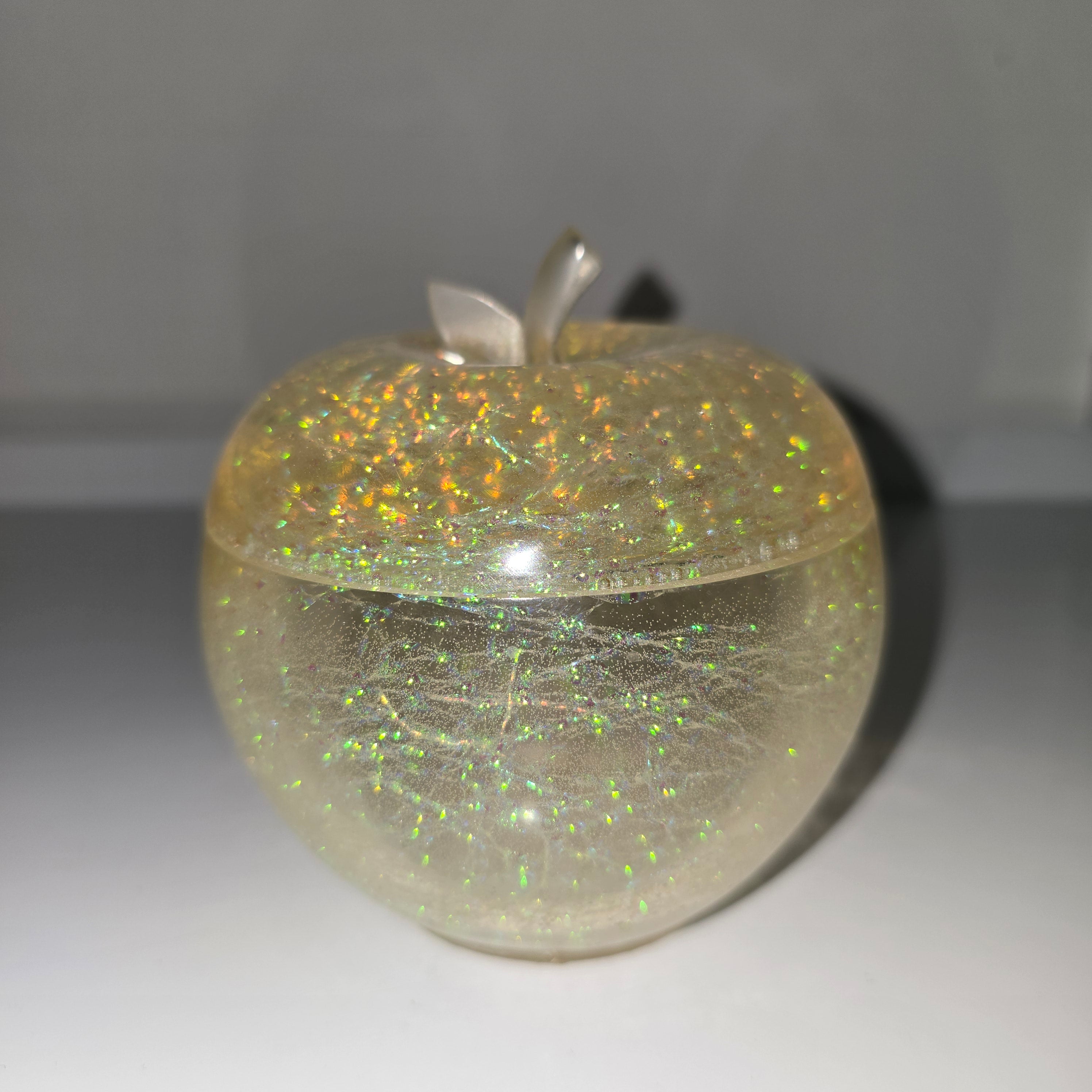 Apple-Shaped Jewellery Box – Handmade Resin Trinket Box (Assorted Colours)