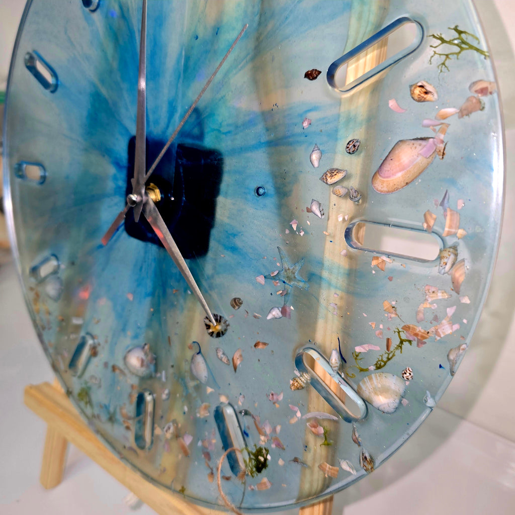 Handmade Epoxy Resin Wall Clock – Ocean Theme