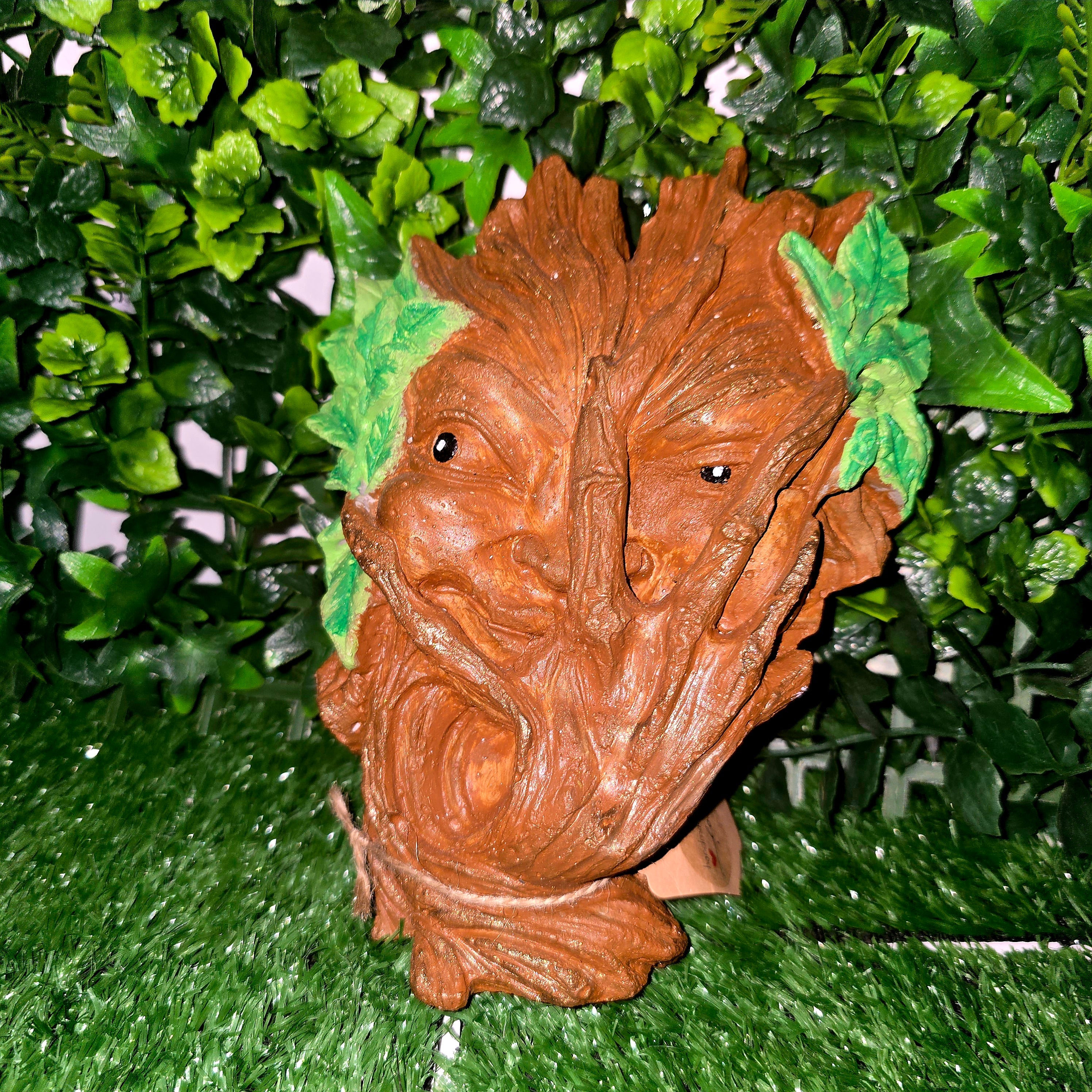 Handmade Tree Bark Face Sculpture – Cement Garden & Home Decor