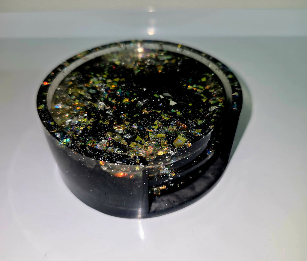Handmade Resin Coaster Set with Storage Box – 10 cm Round Coasters
