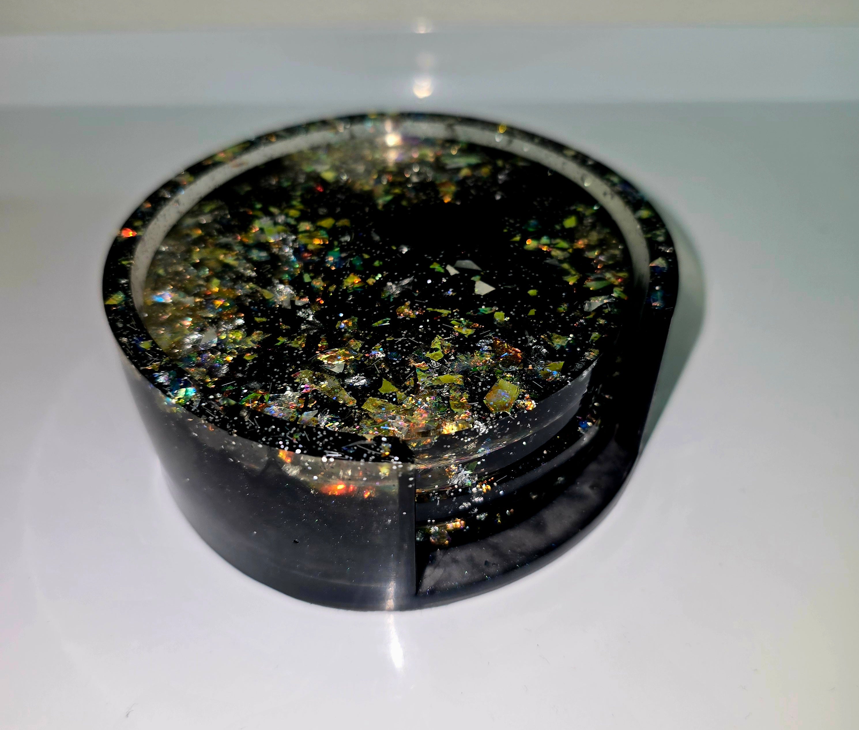 Handmade Resin Coaster Set with Storage Box – 10 cm Round Coasters