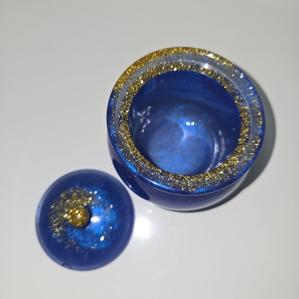 Handmade Decorative Resin Jar with Gold Accents