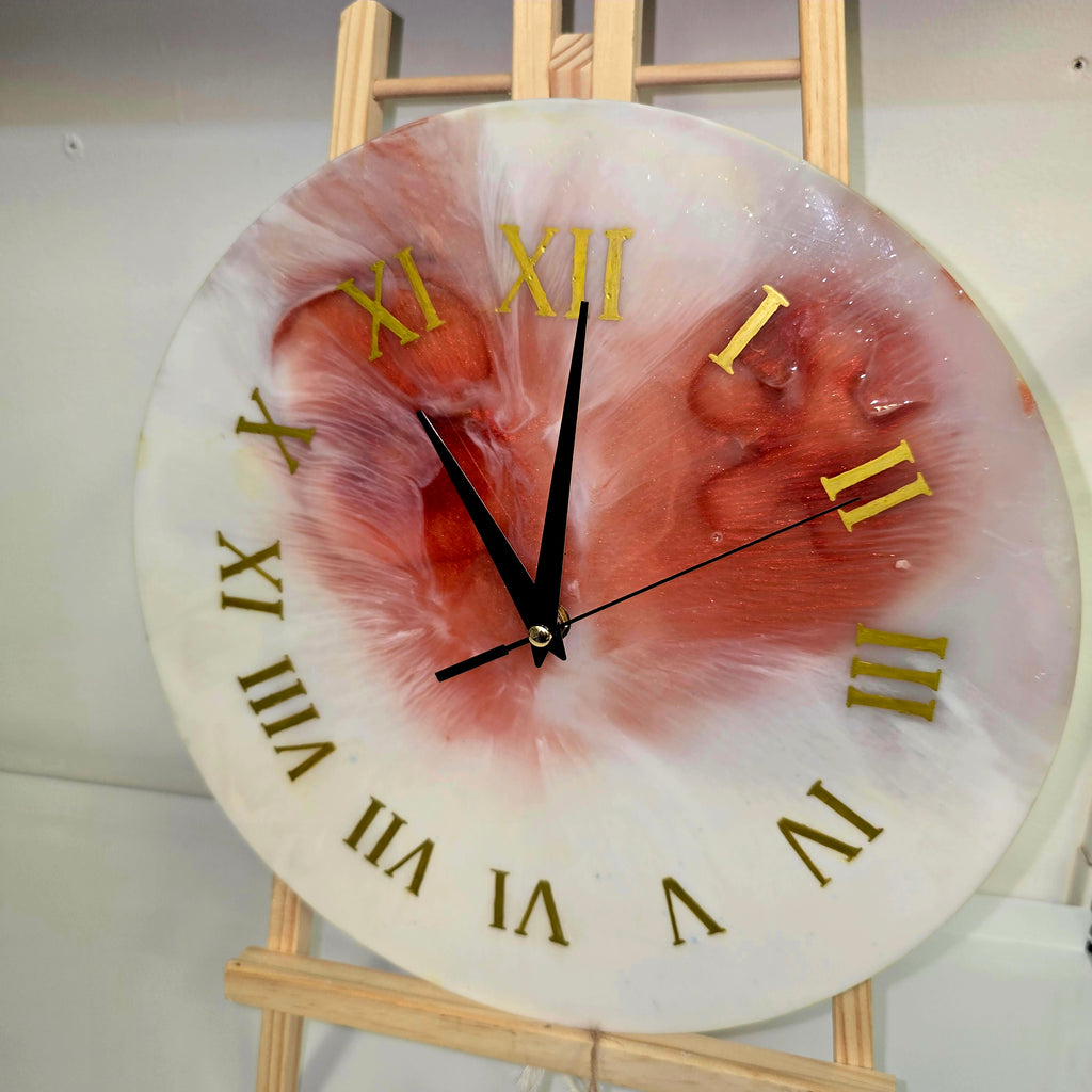 Handmade Epoxy Resin Wall Clock with Roman Numerals – 30 cm