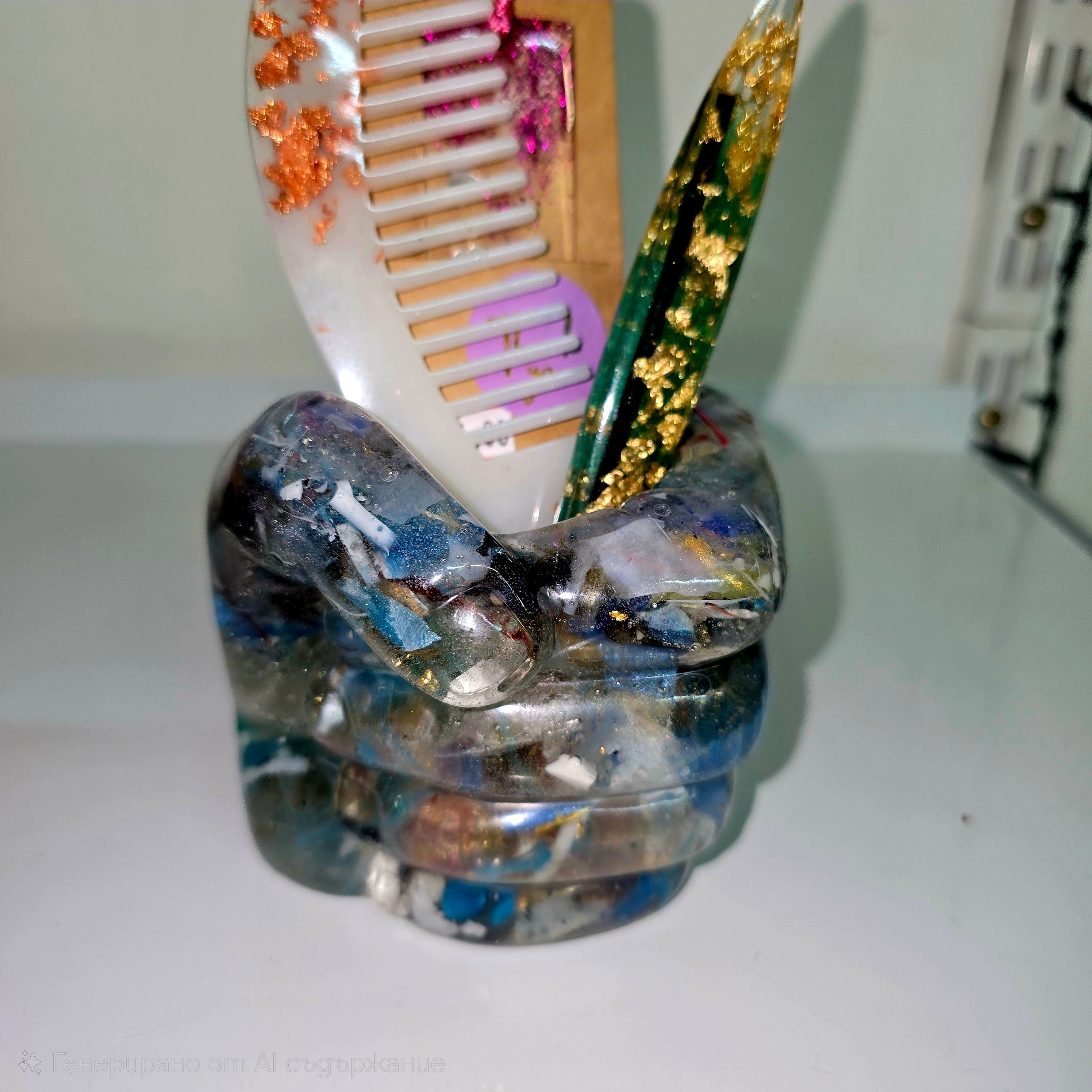 Hand-Shaped Resin Pen Holder – Handmade Desk Organizer
