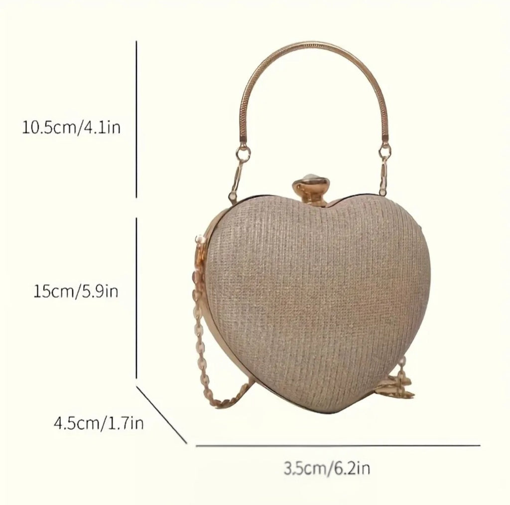Elegant Heart-Shaped Evening Clutch – Women’s Chain Crossbody Bag