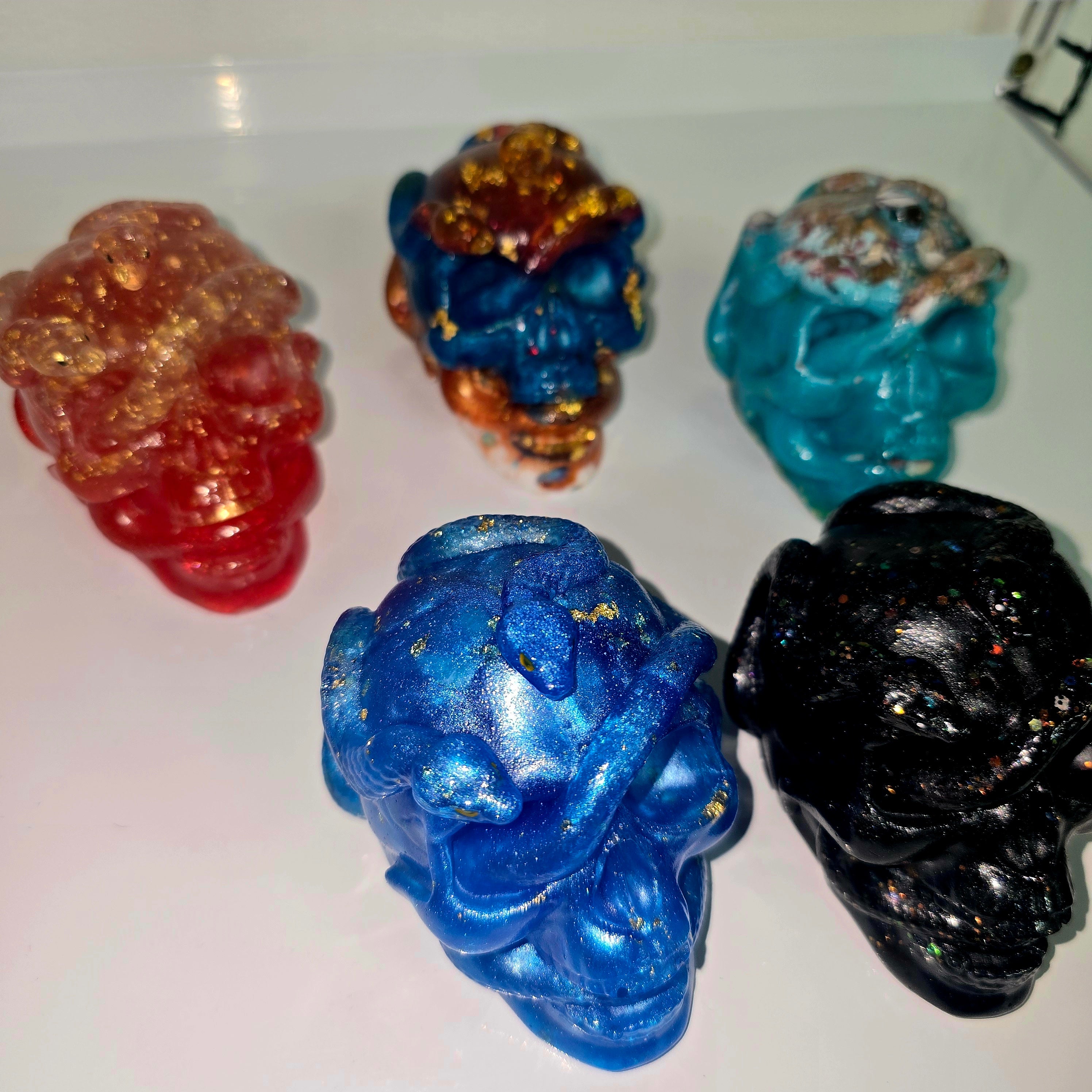 Handmade Resin Skull with Snake – Unique Gothic Home Decor