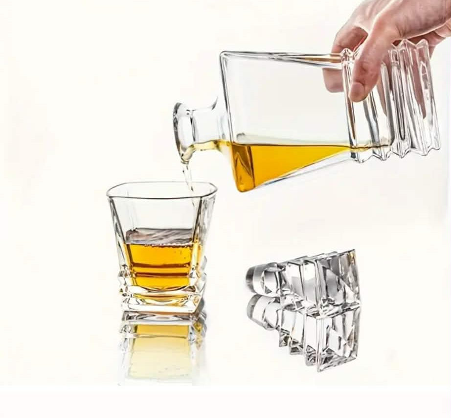 Elegant Whiskey Decanter Set with 4 Glasses