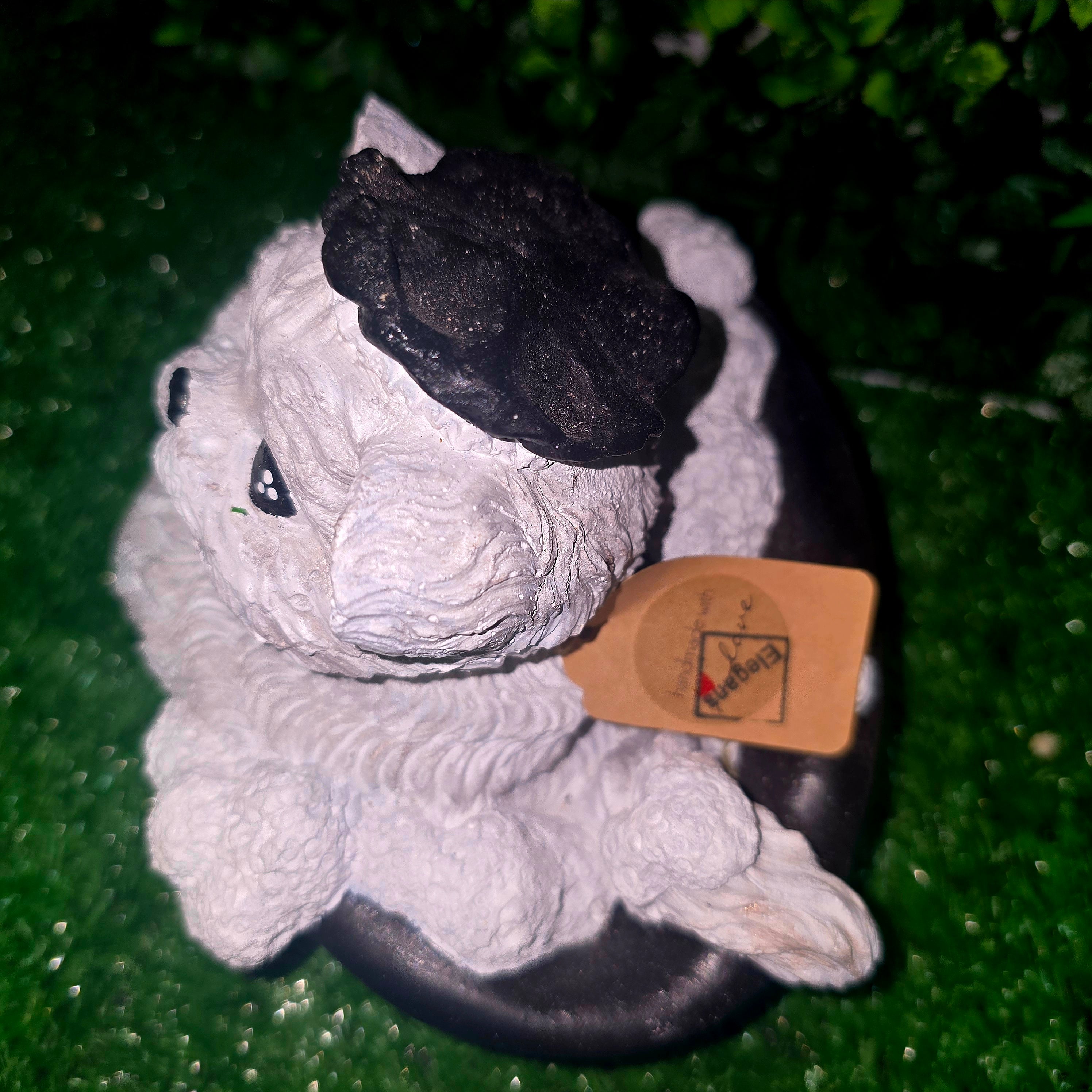 Cute Cat in Bathtub Sculpture – Handmade Cement Home & Garden Decor