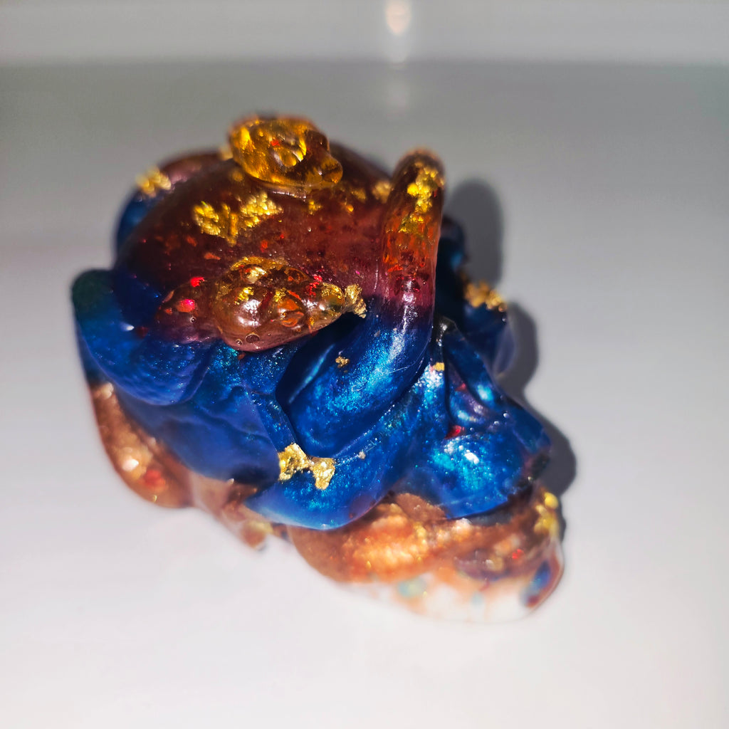 Handmade Resin Skull with Snake – Unique Gothic Home Decor