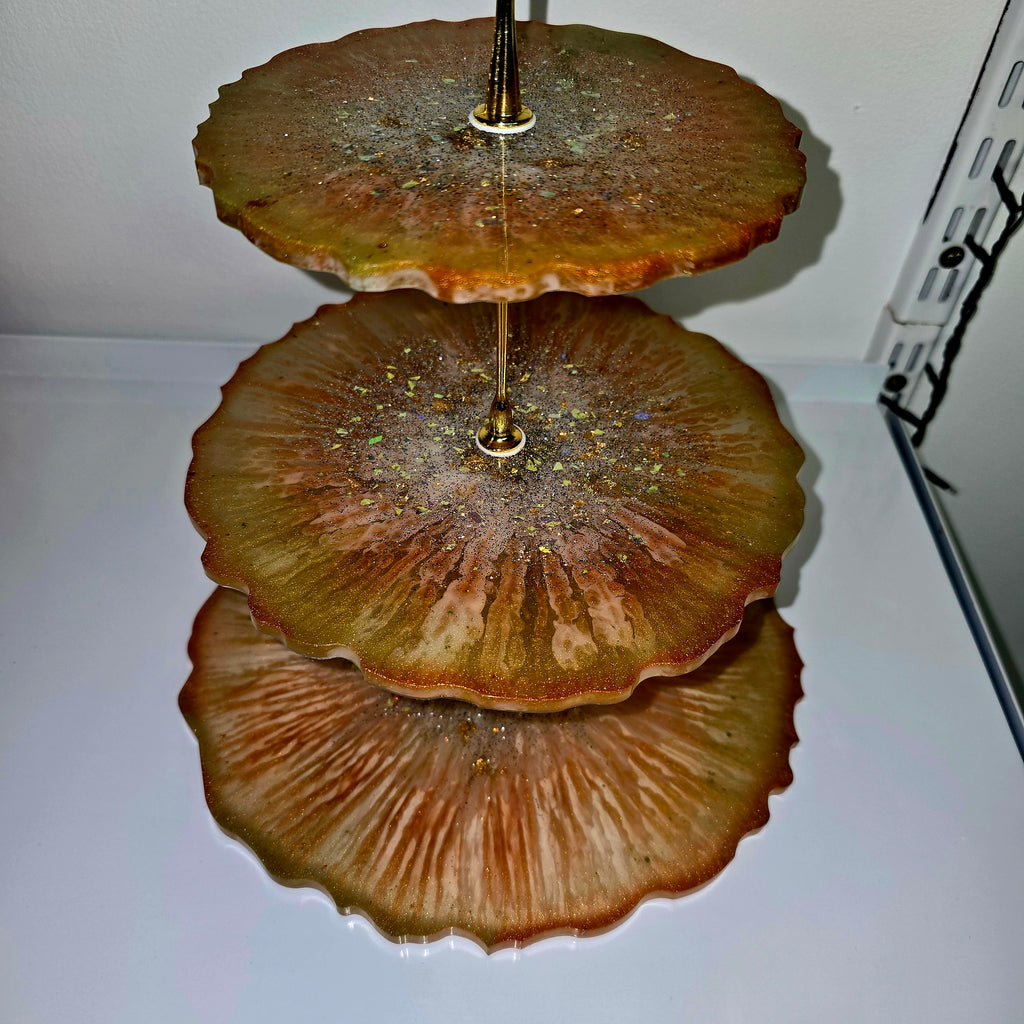 Handmade Epoxy Resin 3-Tier Serving Stand – Available in 3 Unique Designs
