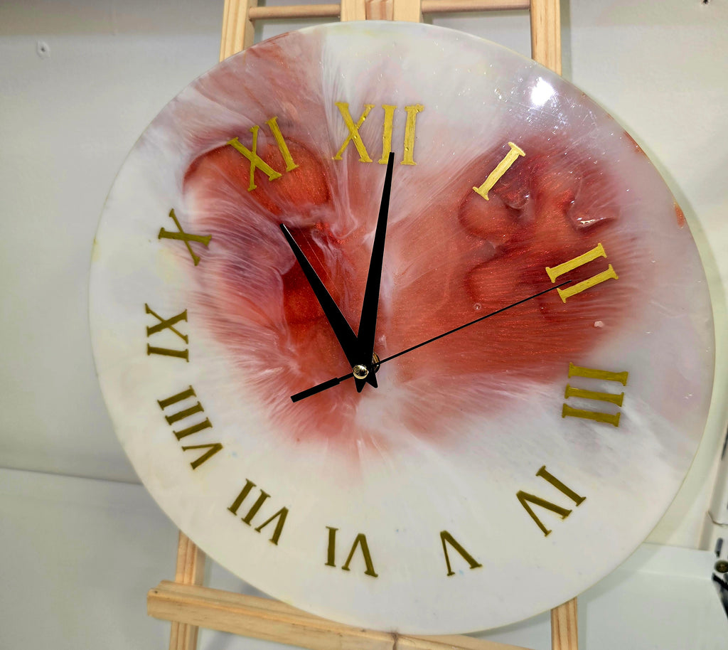 Handmade Epoxy Resin Wall Clock with Roman Numerals – 30 cm