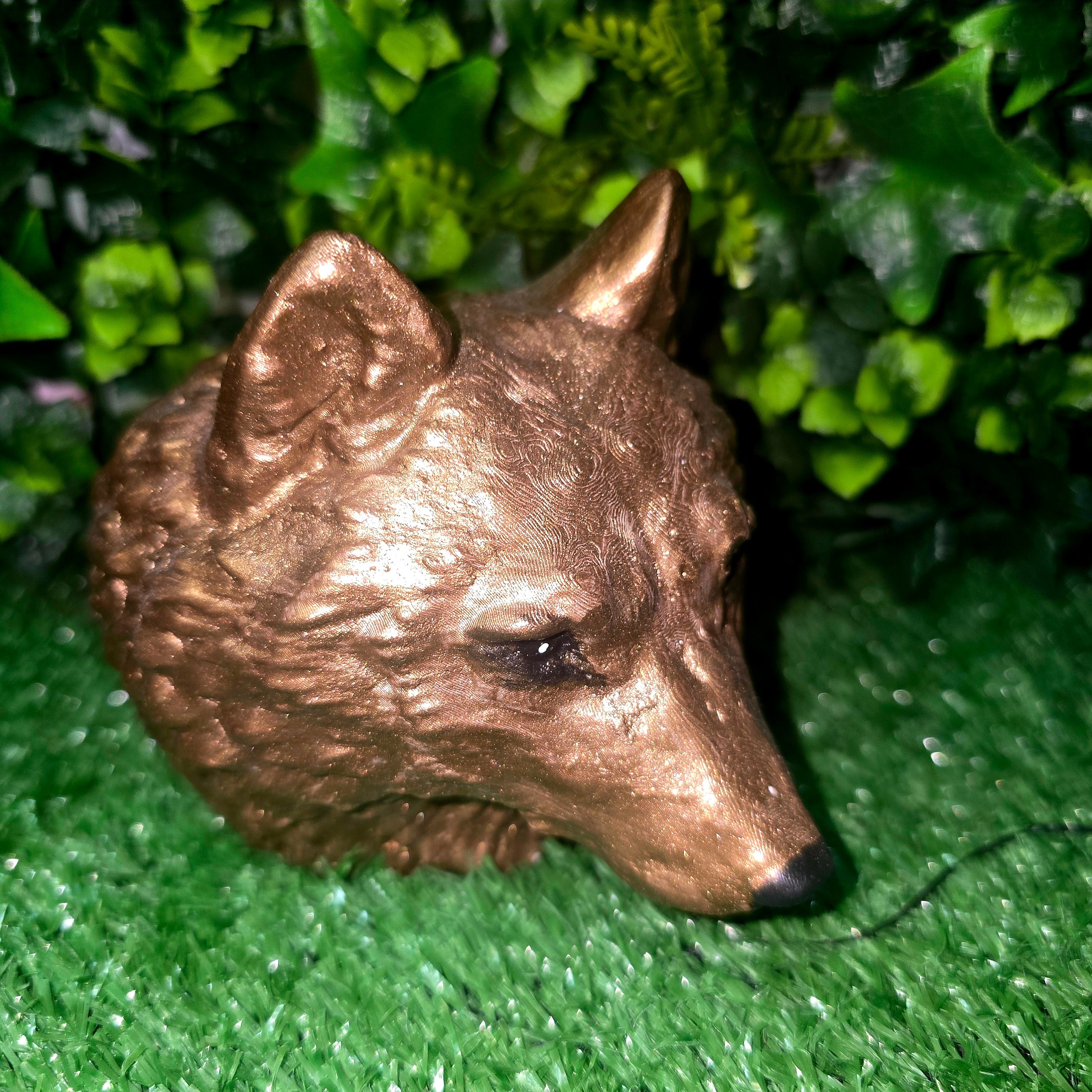 Handmade Concrete Wolf Head Garden Ornament