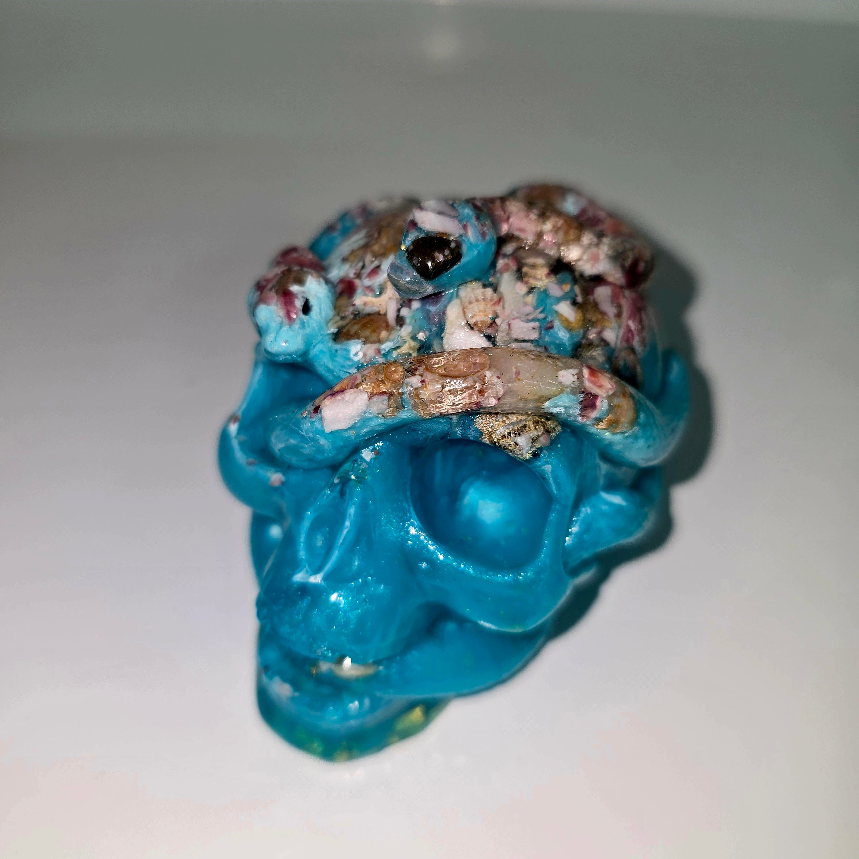 Handmade Resin Skull with Snake – Unique Gothic Home Decor