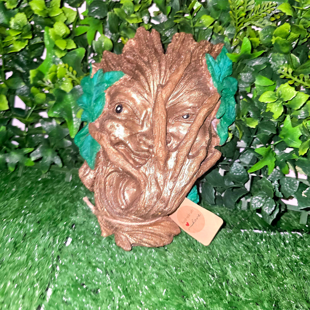 Handmade Tree Bark Face Sculpture – Cement Garden & Home Decor