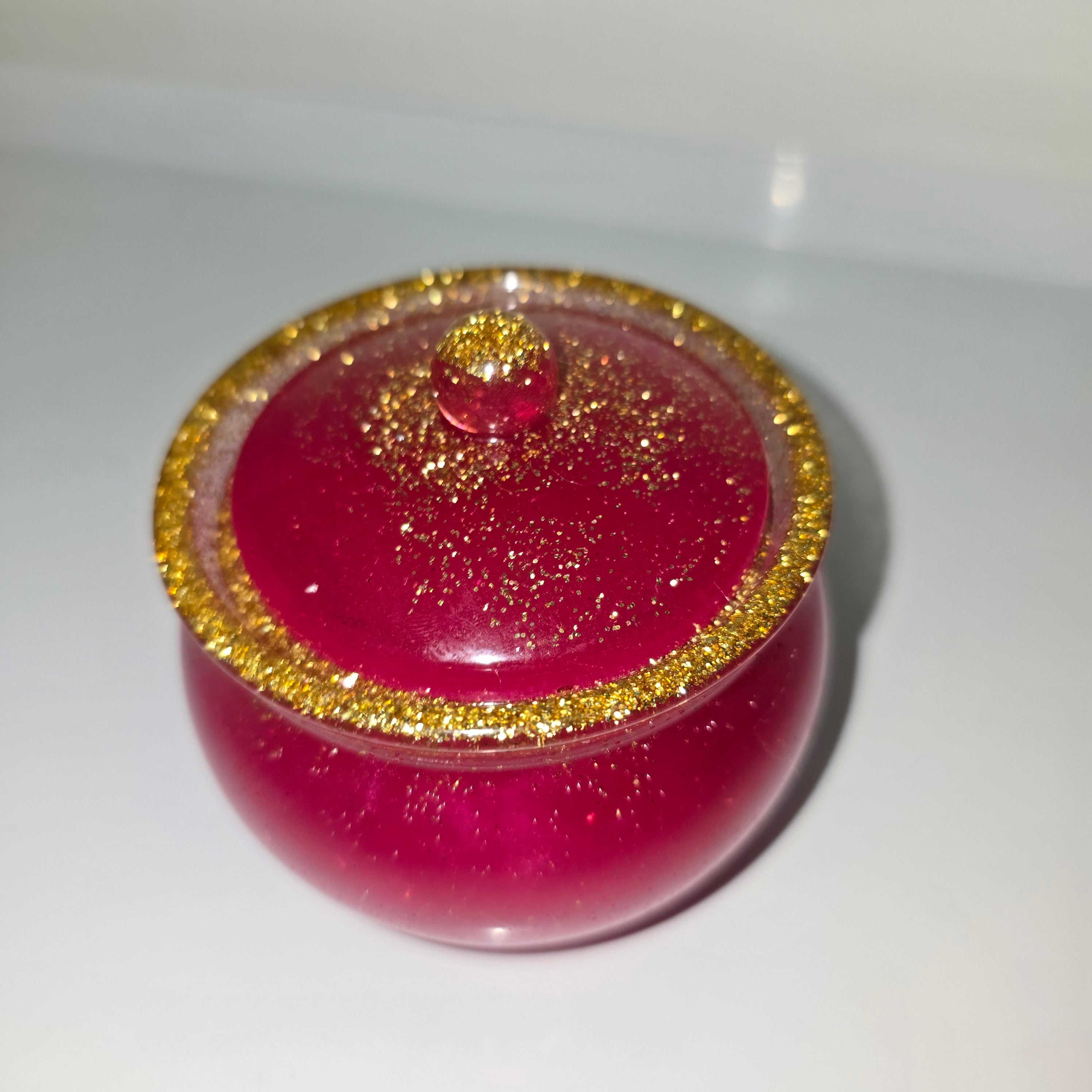 Handmade Decorative Resin Jar with Gold Accents