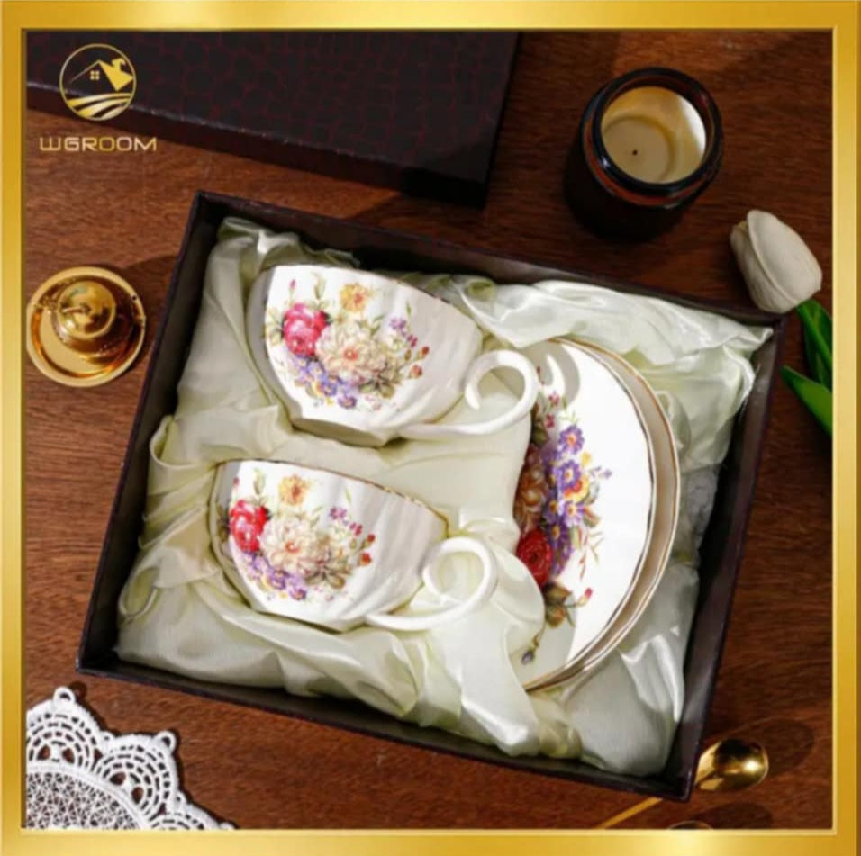 Luxury Floral Porcelain Tea Set for Two – Elegant Gift Box