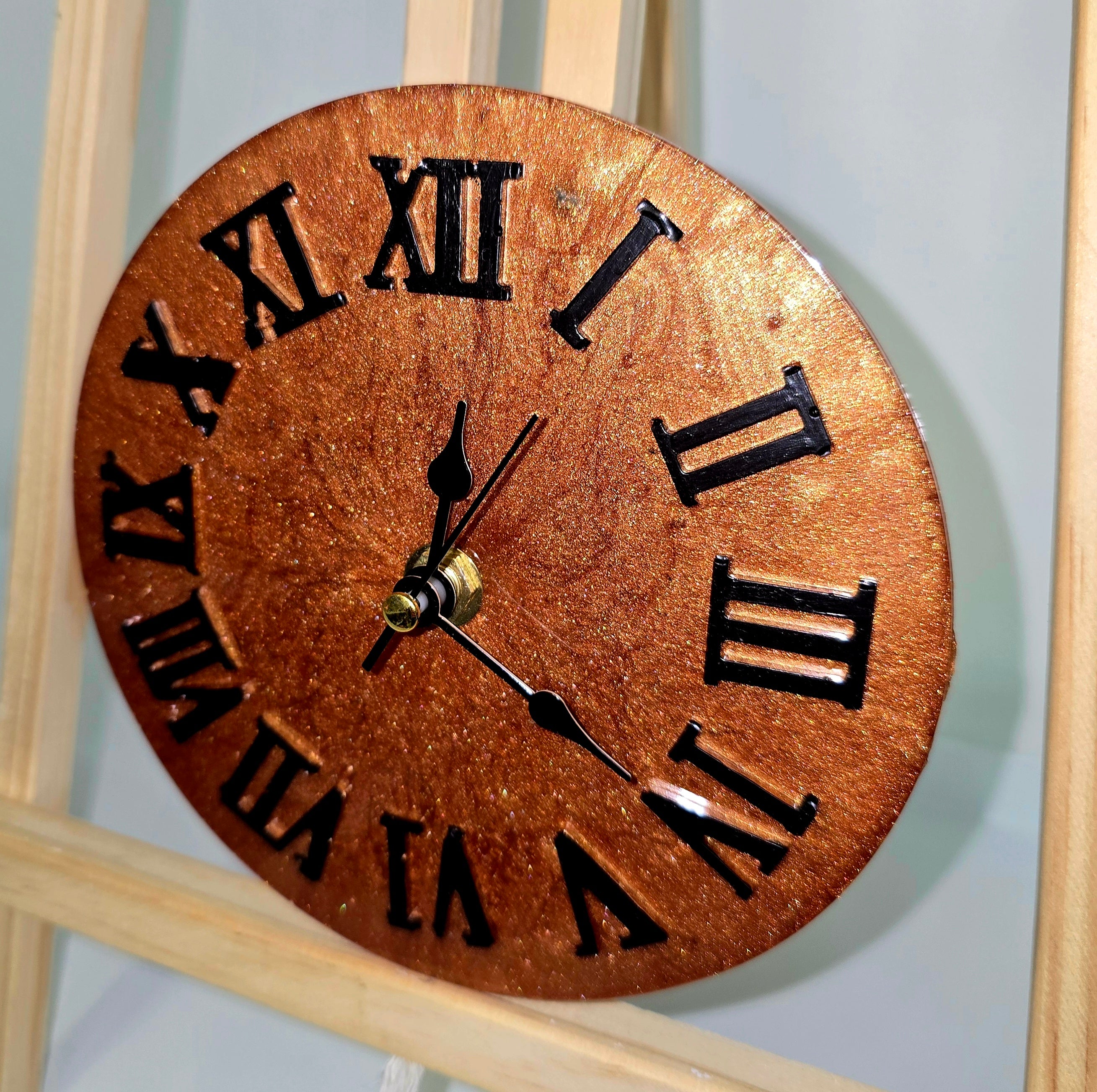 Handmade Epoxy Resin Wall Clock with Roman Numerals       15 cm