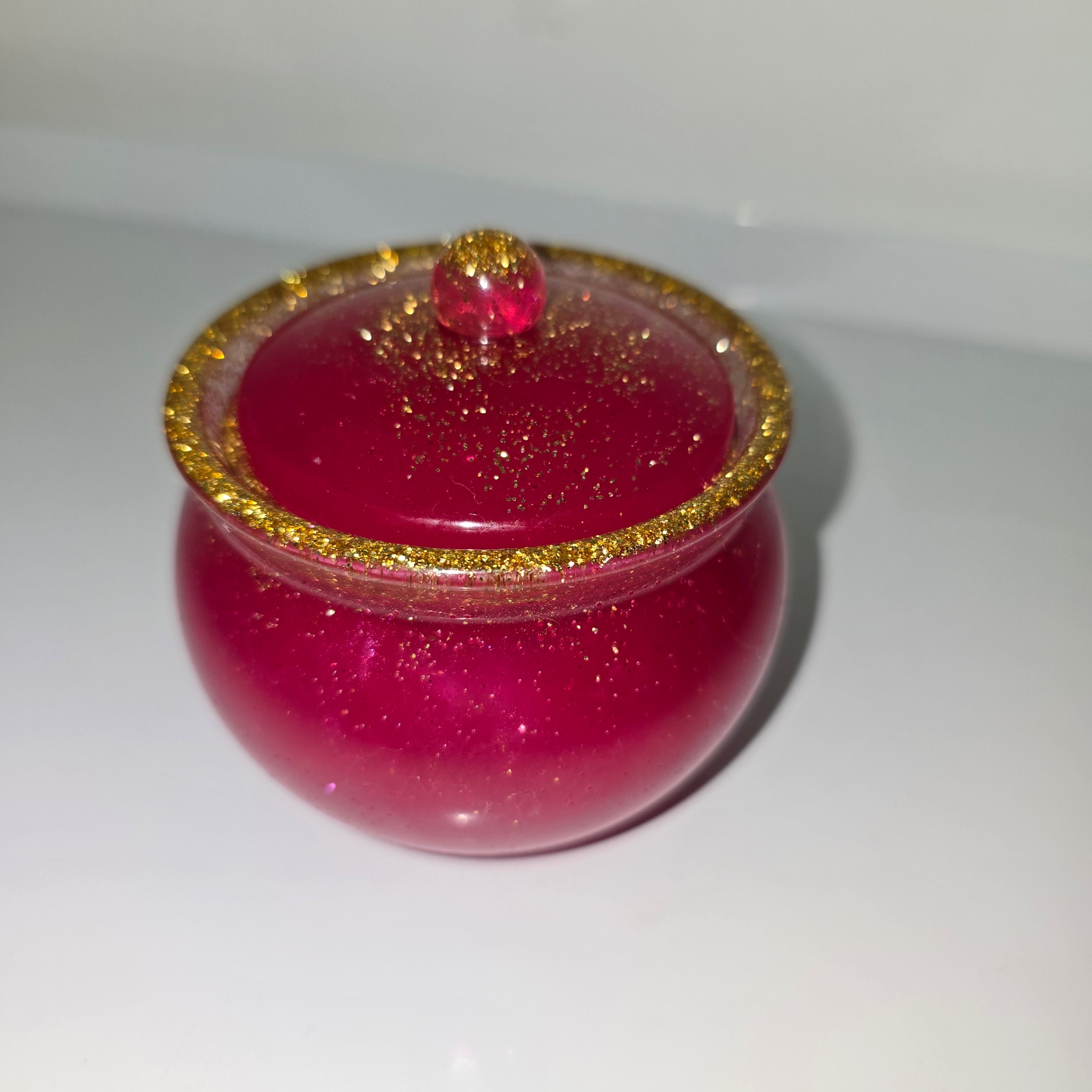 Handmade Decorative Resin Jar with Gold Accents