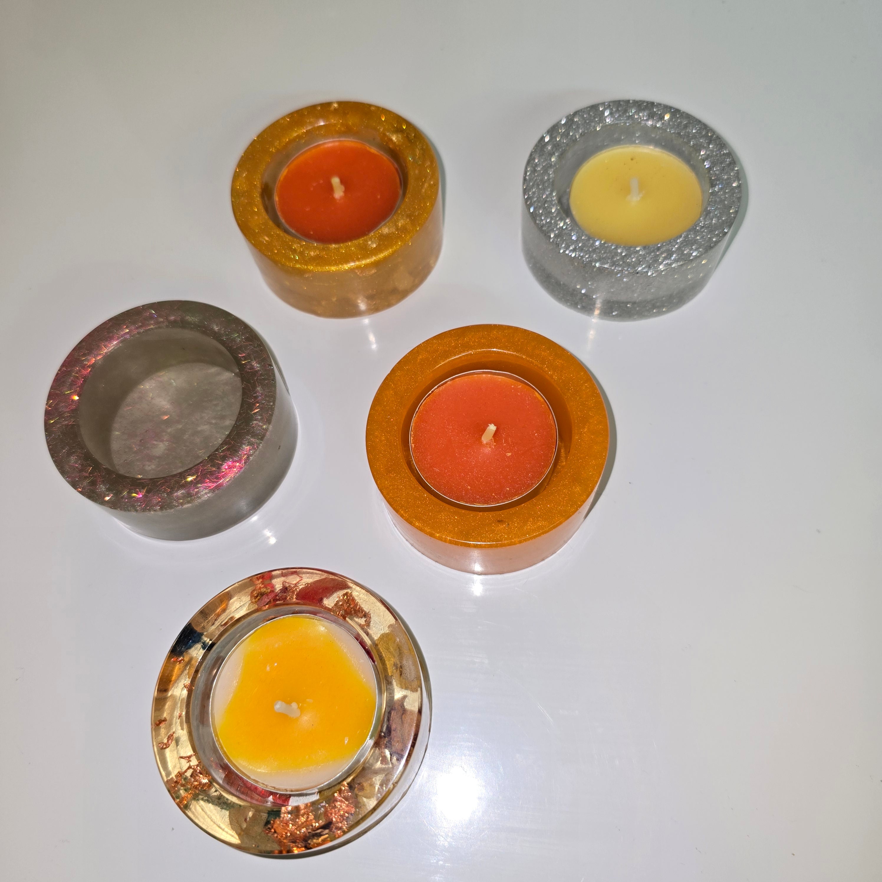 Handmade Resin Tealight Holder – Small Decorative Candle Base (6 cm)