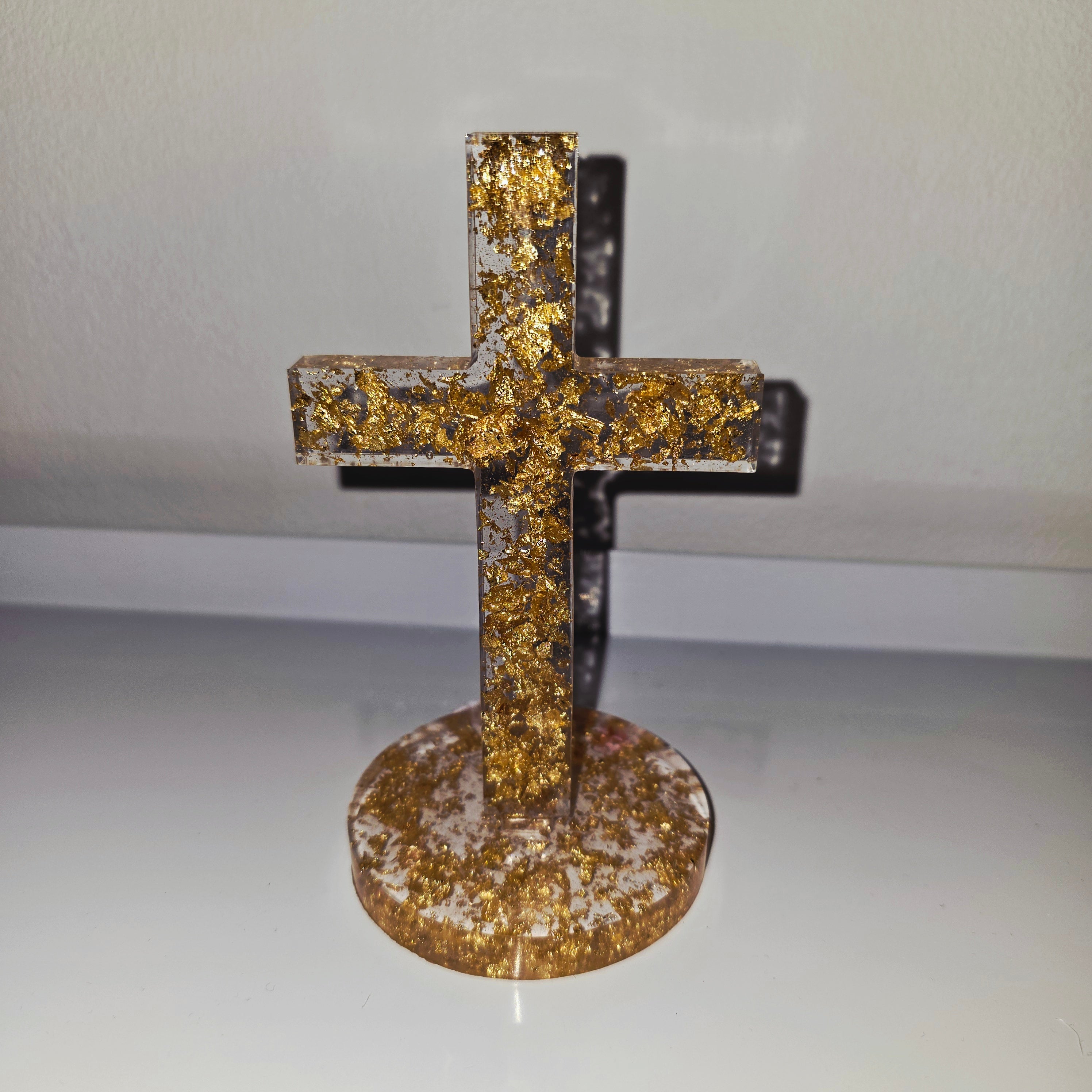 Handmade Epoxy Resin Cross Ornament – Religious Home Decor (13 cm)