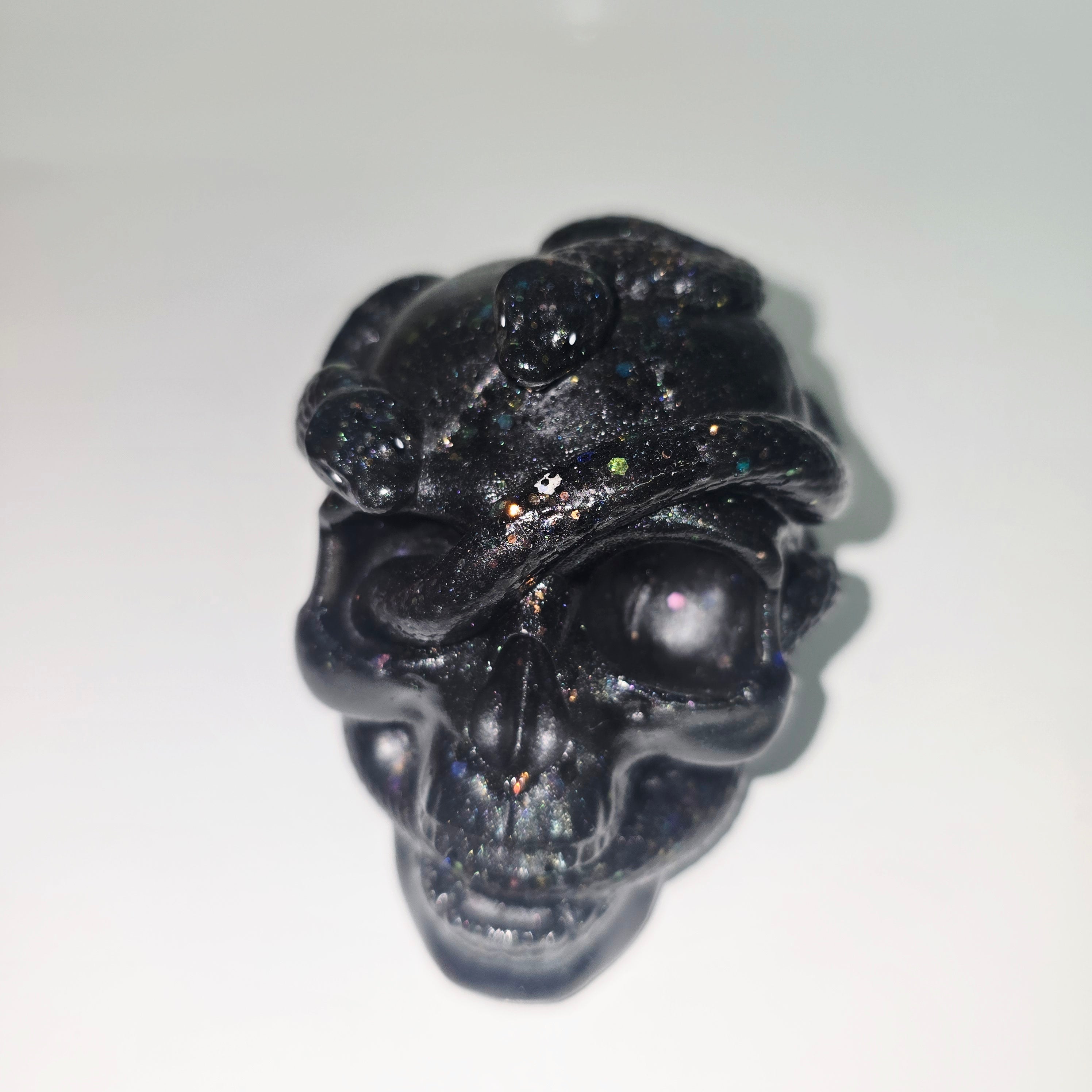 Handmade Resin Skull with Snake – Unique Gothic Home Decor