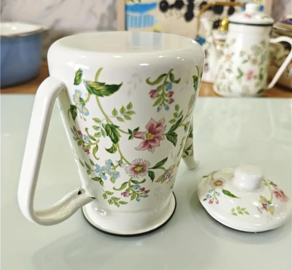Floral Enamel Kettle – 1.2L Vintage Style Tea & Coffee Pot