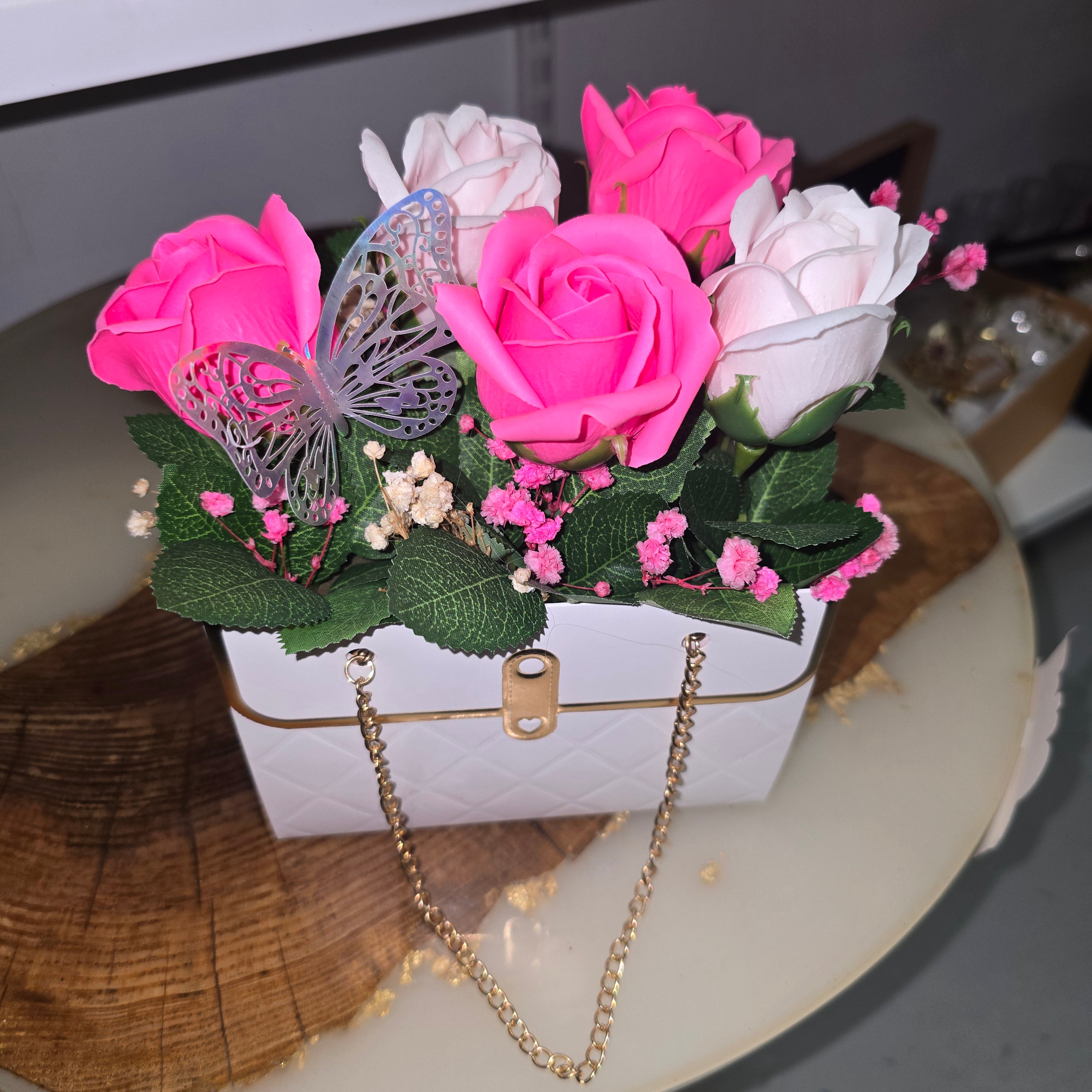Luxury Gift Box with Eternal Roses and Natural Dried Flowers